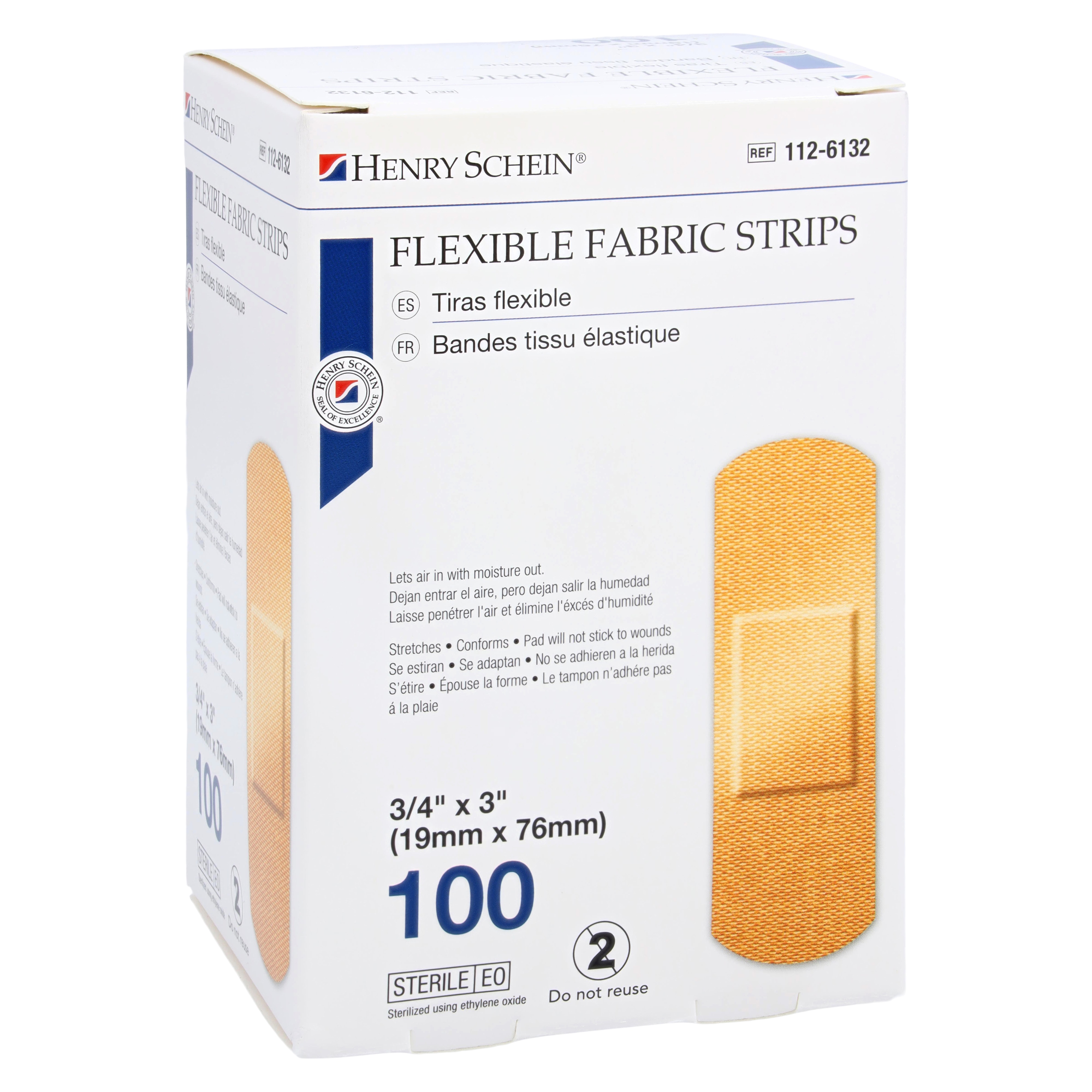 Adhesive Bandage Fabric 3/4x3" Flesh Sterile 100/Bx
