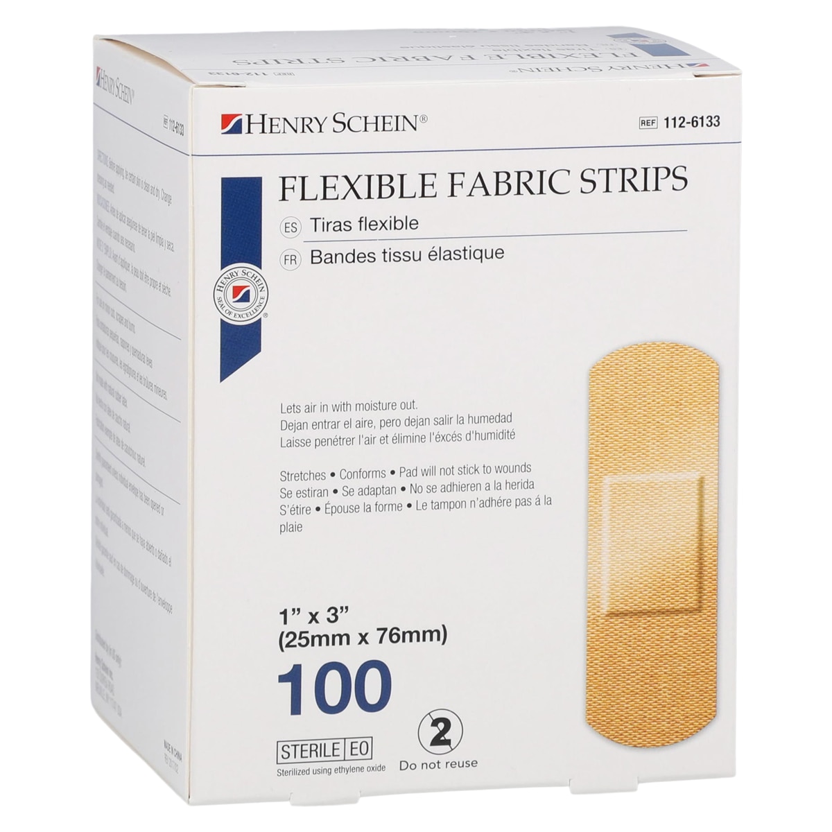Adhesive Bandage Fabric 1x3" Flesh Sterile 100/Bx