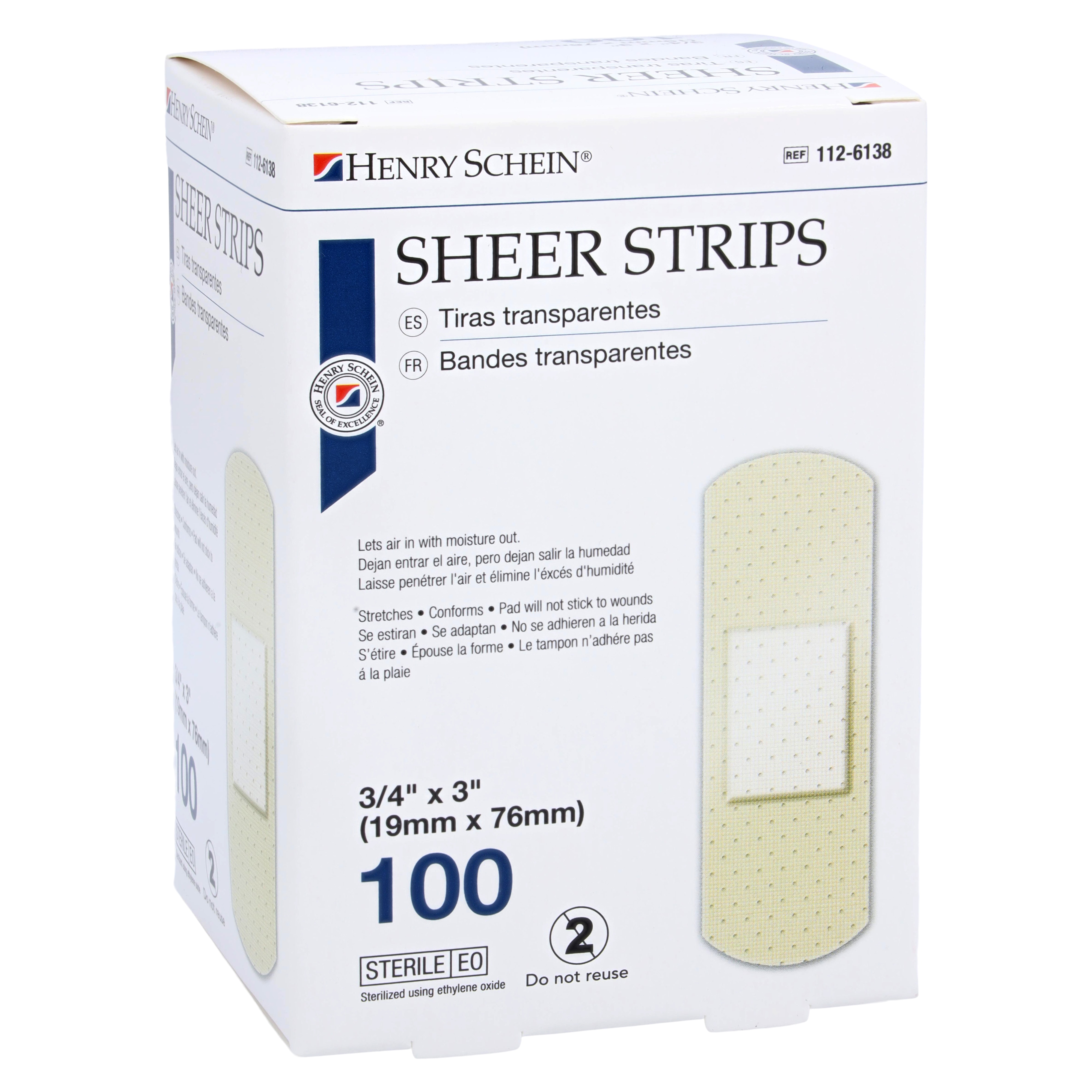 Adhesive Bandage Plastic 3/4x3" Sheer Sterile 100/Bc