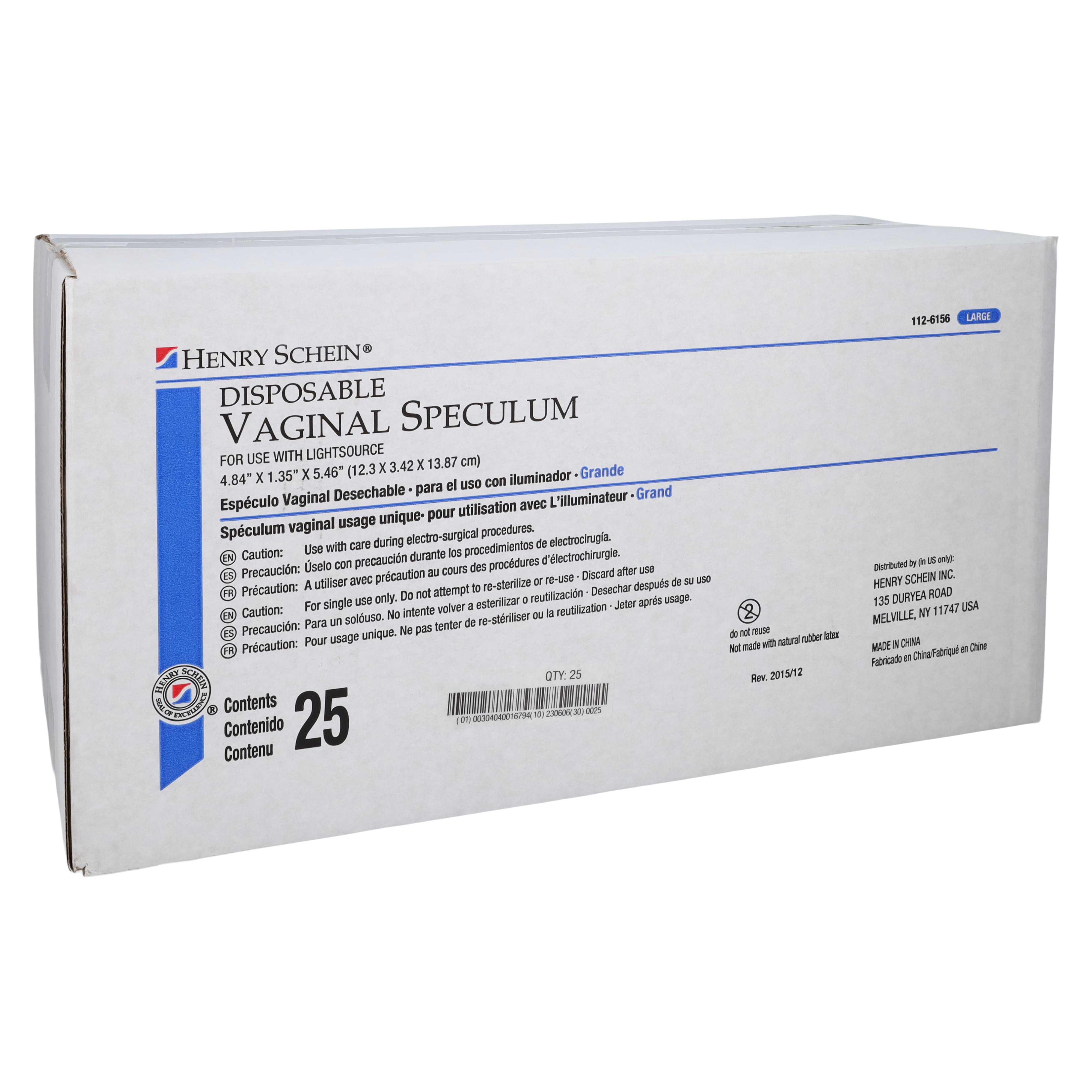 Vaginal Speculum 49x140mm +/-2mm Large 25/Bx