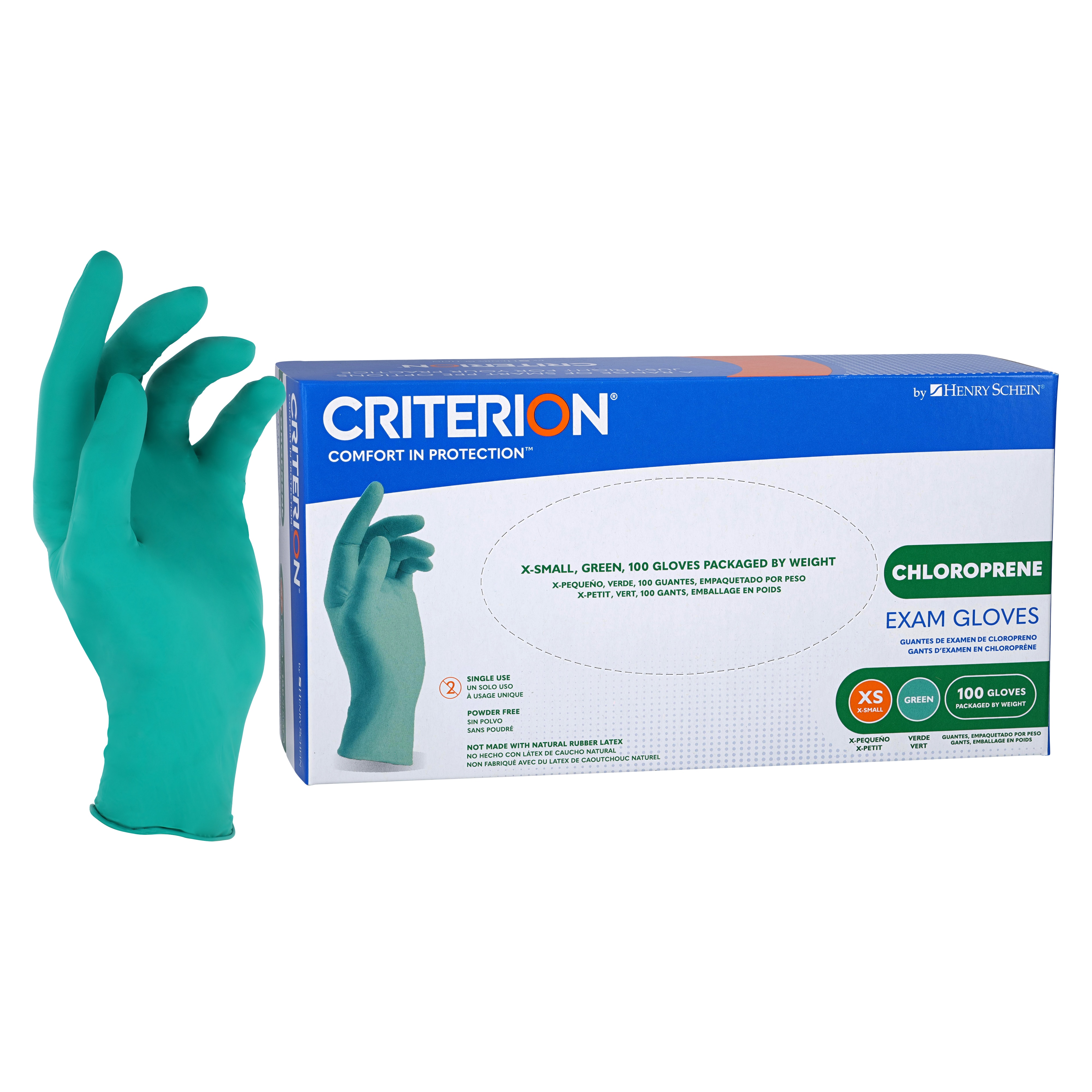 Criterion Chloroprene Exam Gloves X-Small Green Non-Sterile 100/Bx
