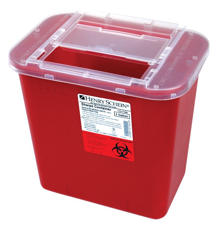 Sharps Container 2gal Red 10-3/10x7x10-1/10" Sliding Lid Polypropylene Ea