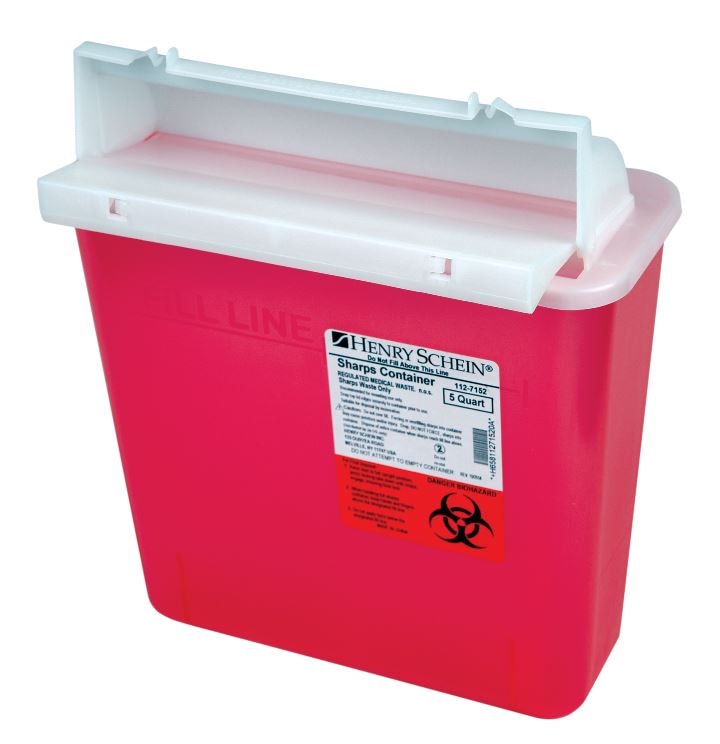 Sharps Container 5qt Red 10x4.4x9.2" Counterbalanced Side Entry Polypropylene Ea