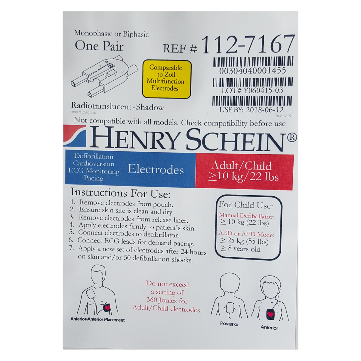 Zoll T100AC Defibrillator Pad Adult New Ea