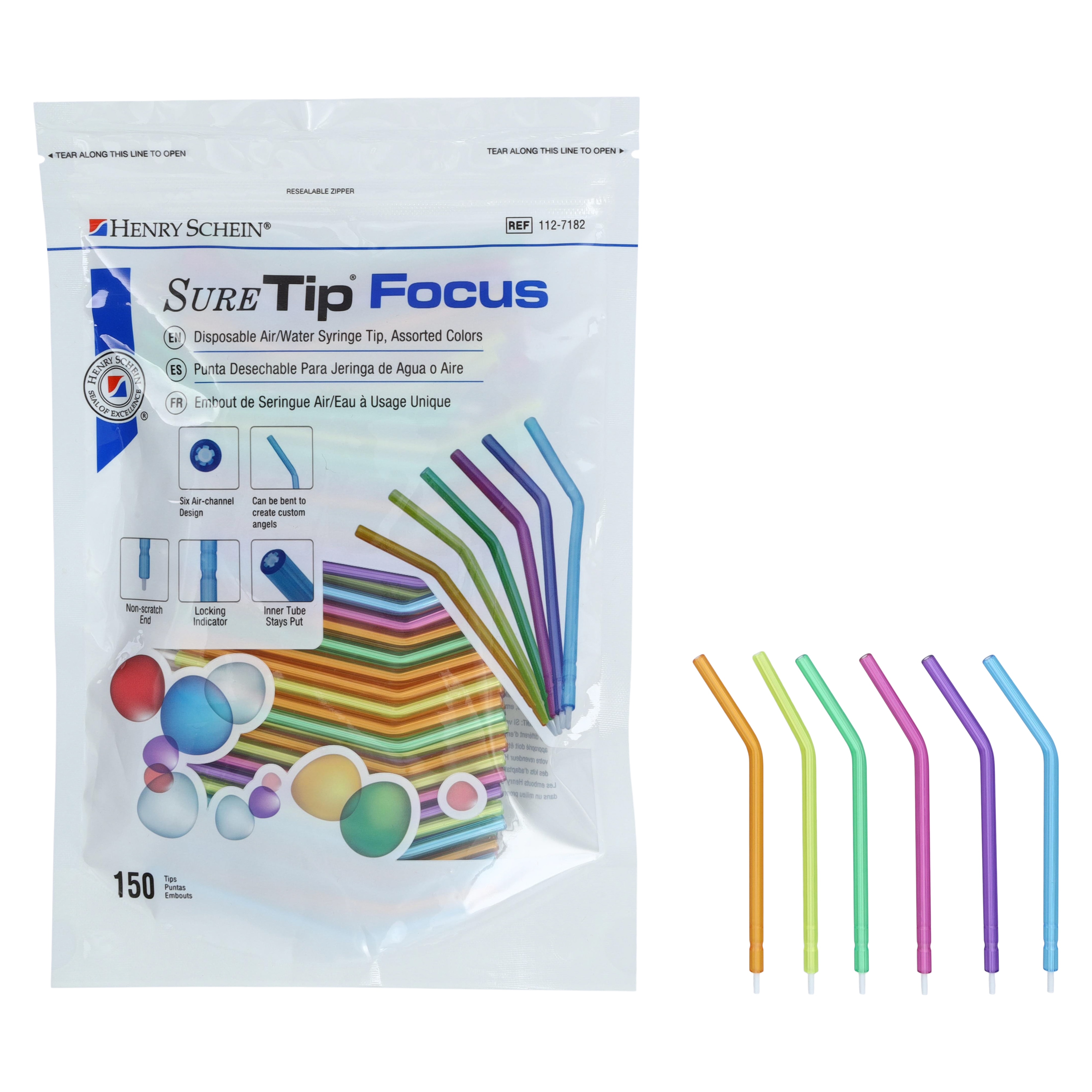 Sure Tip Focus Air / Water Tip Assorted 150/Bg