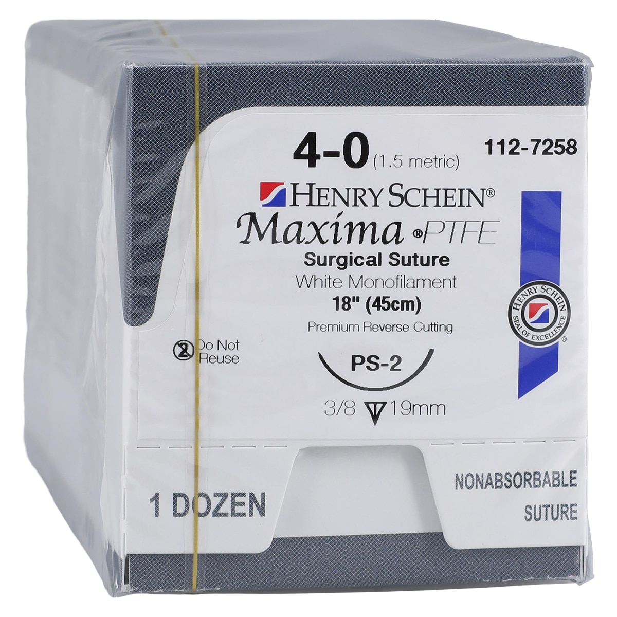 MAXIMA HSI Suture 4-0 18" Polytetrafluoroethylene PS-2 White 12/Bx