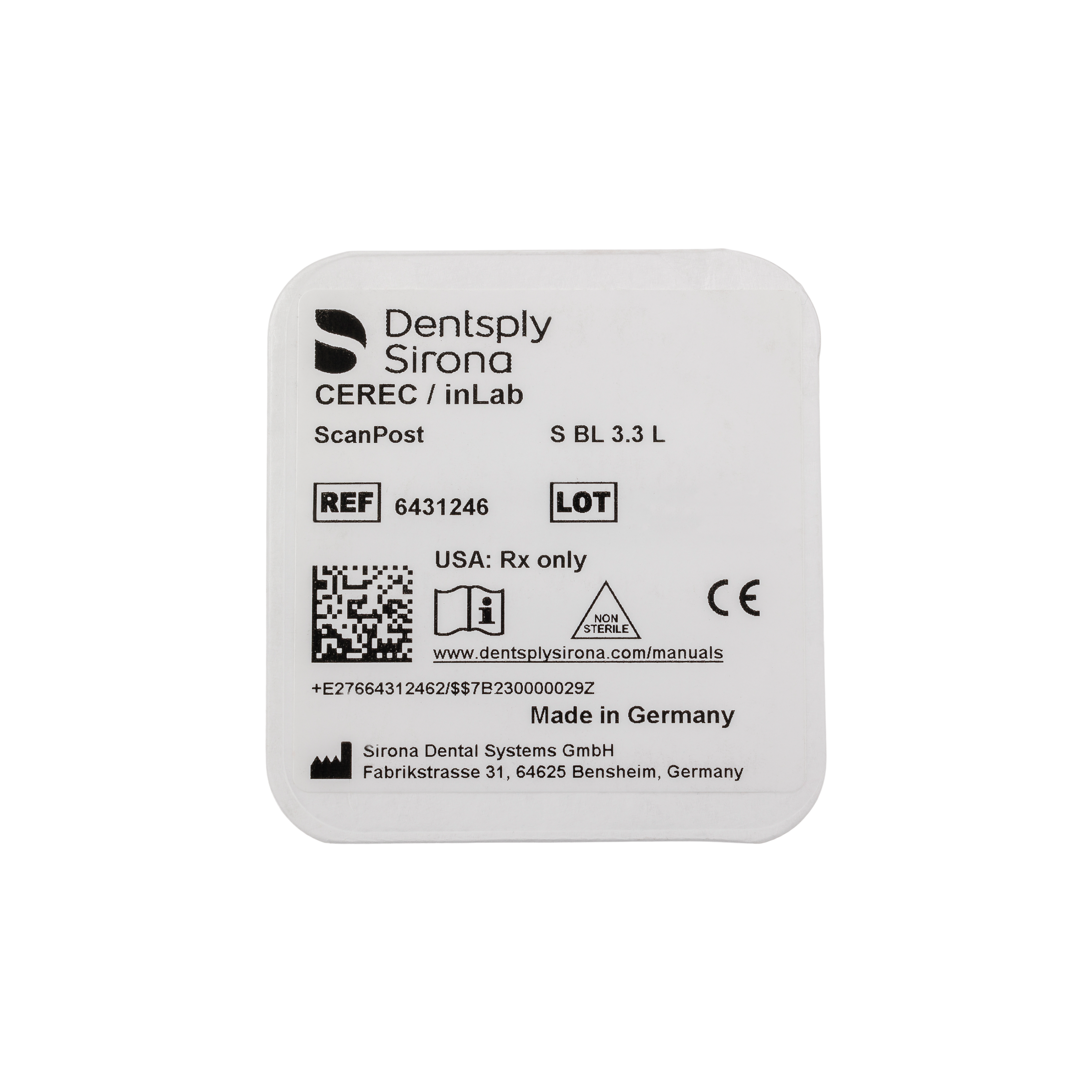 Dentsply Sirona ScanPost S BL 3.3 L 1131935 - Henry Schein - UK