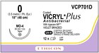 Coated Vicryl Plus Suture 0 18" Triclosan/Polyglactin 910 Braid MO-4 Vio 12/Bx