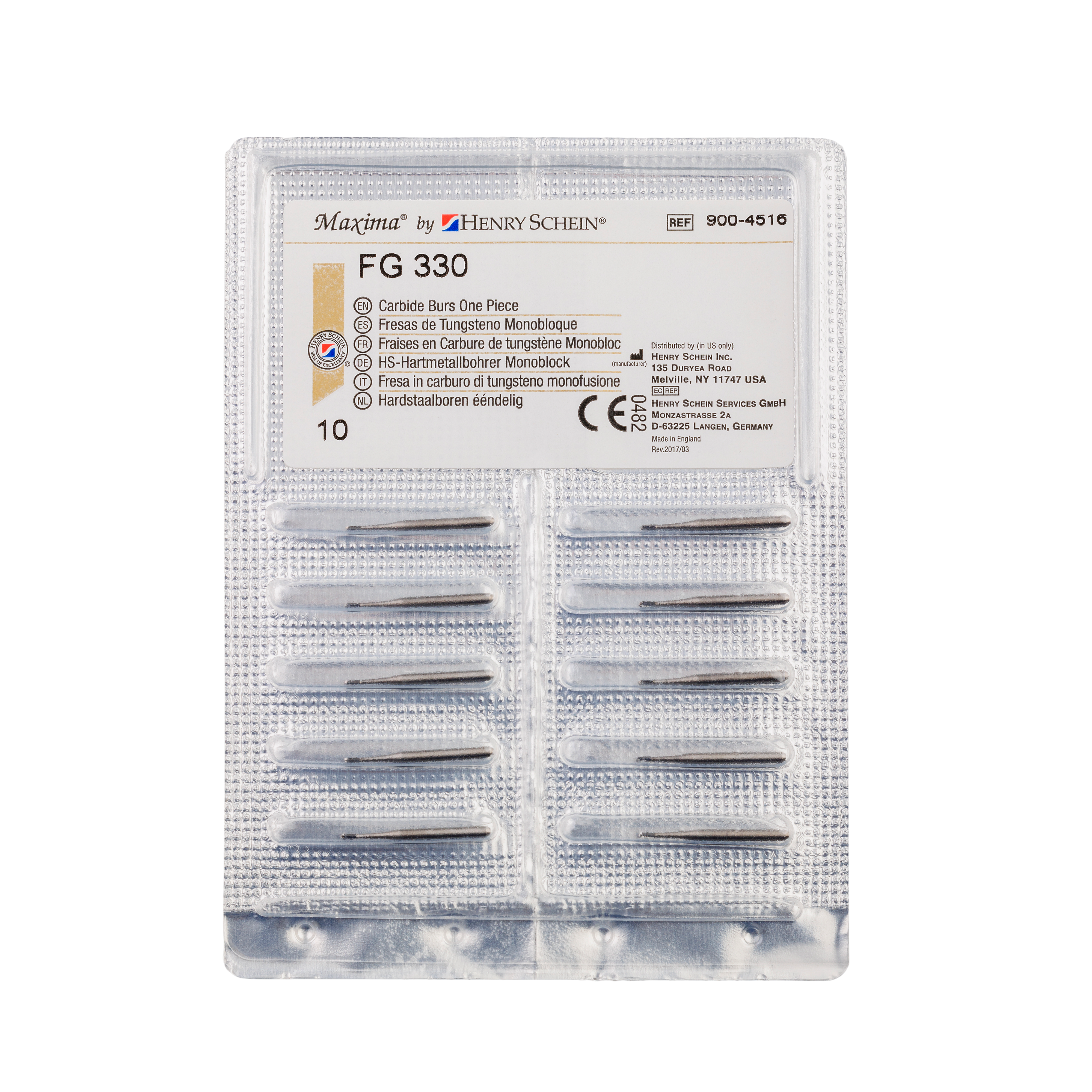 HS Maxima One Piece Carbide Bur FG 330 10pk