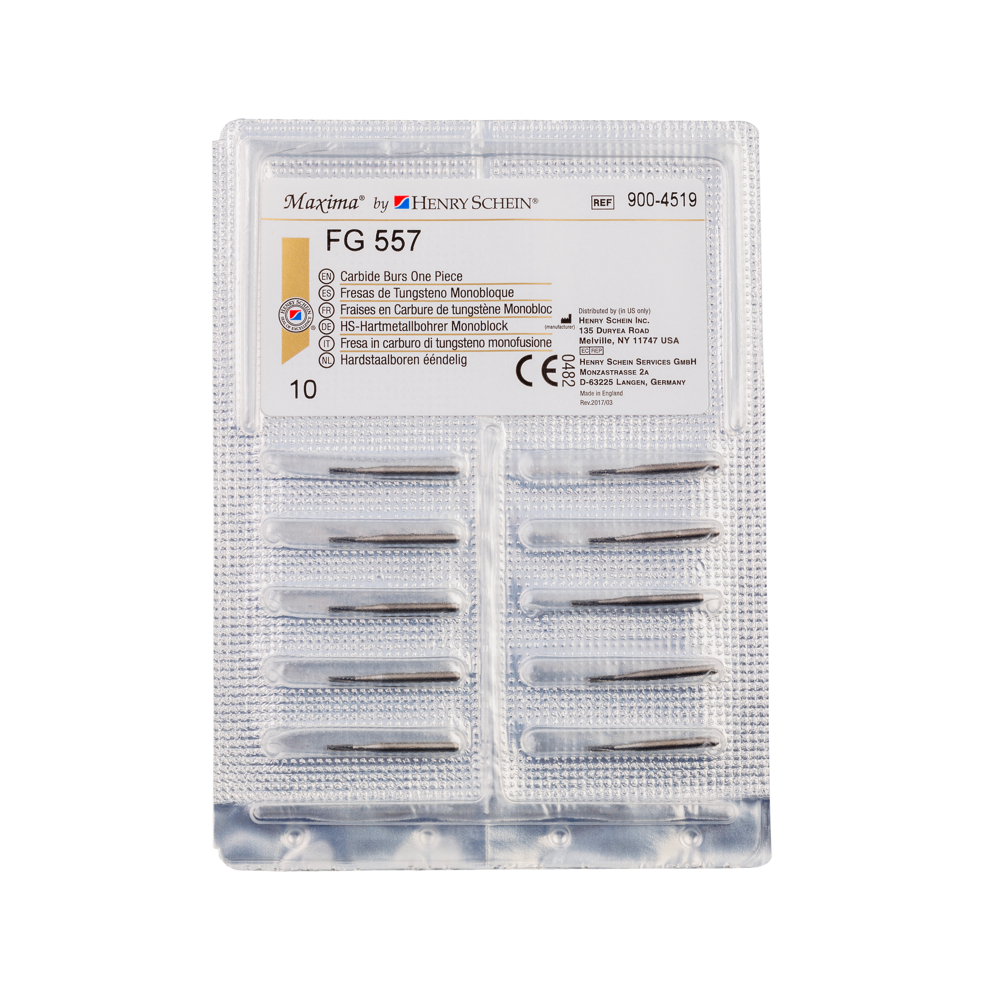 HS Maxima One Piece Carbide Bur FG 557 10pk