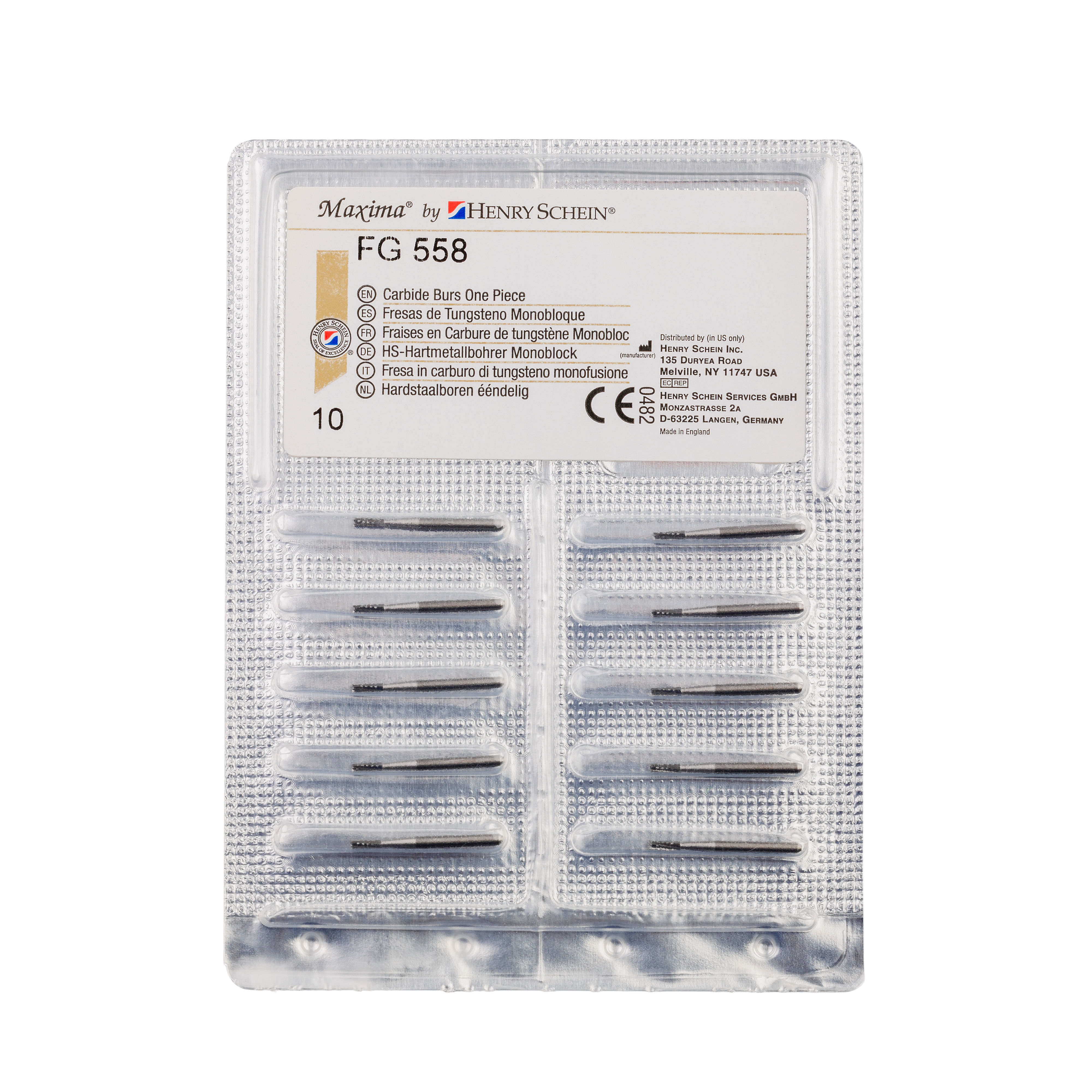 HS Maxima One Piece Carbide Bur FG 558 10pk