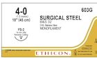 Steel Suture 4-0 18" Stainless Steel Monofilament FS-2 Silver 12/Bx