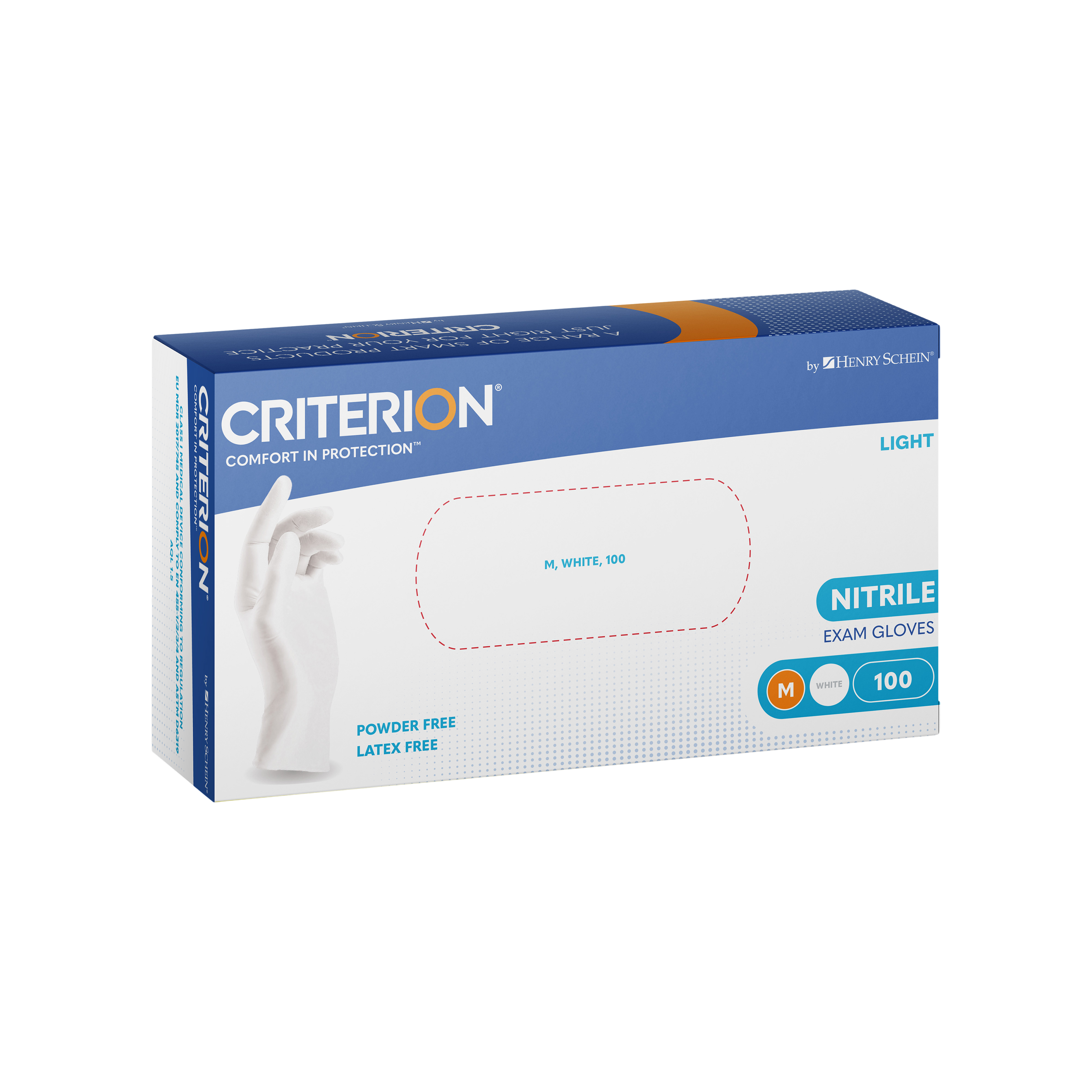 Criterion Gloves Nitrile Powder-Free Text White Medium 100pk