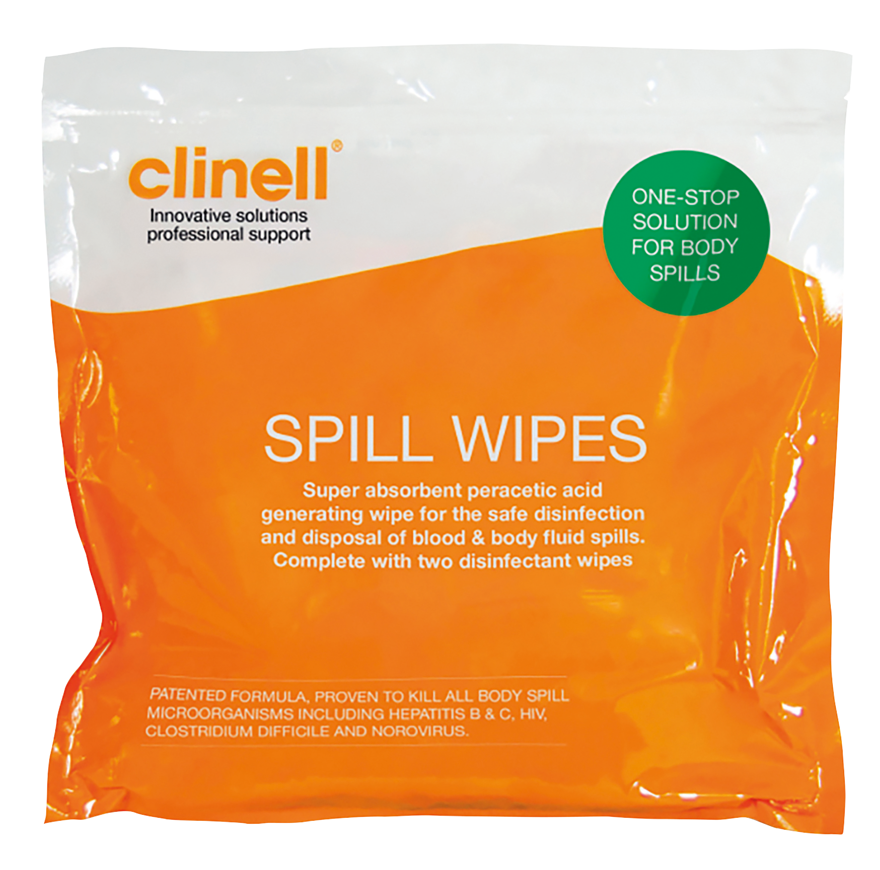 Clinell Body Fluid Spill Wipe Single Pack
