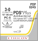 PDS Plus Suture 3-0 18" Triclosan/Polydioxanone Monofilament PC-5 Undyed 12/Bx