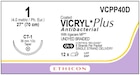 Coated Vicryl Plus Suture 1 27" Triclosan/Polyglactin 910 Braid CT-1 Undyd 12/Bx