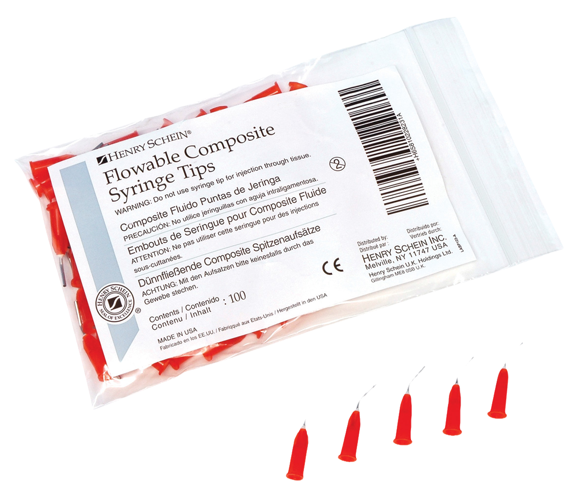 HS Flowable Composite Syringe Orange Tips 18ga 100pk