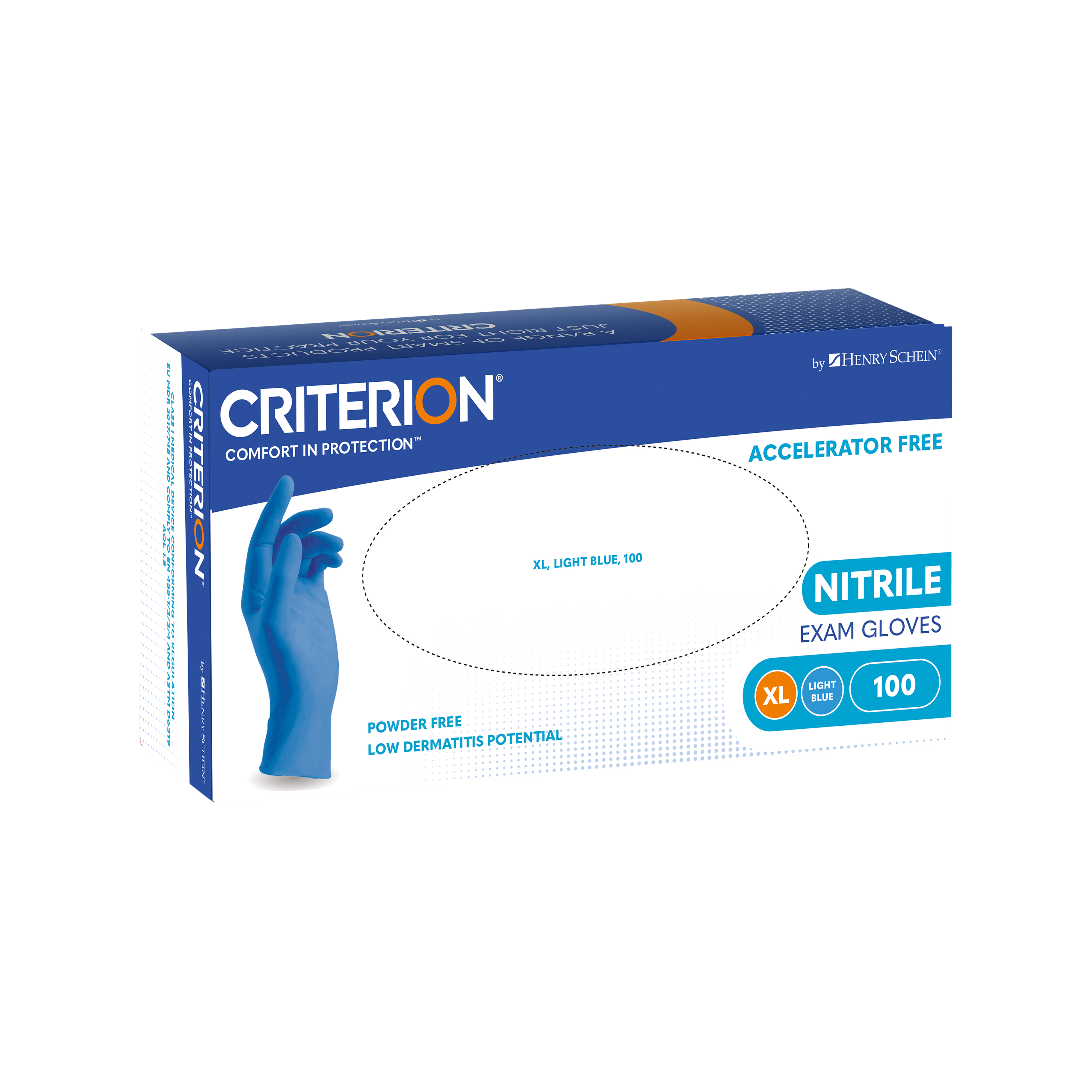 Criterion Gloves Nitrile Accelerator-Free Powder-Free Blue X-Large 100pk