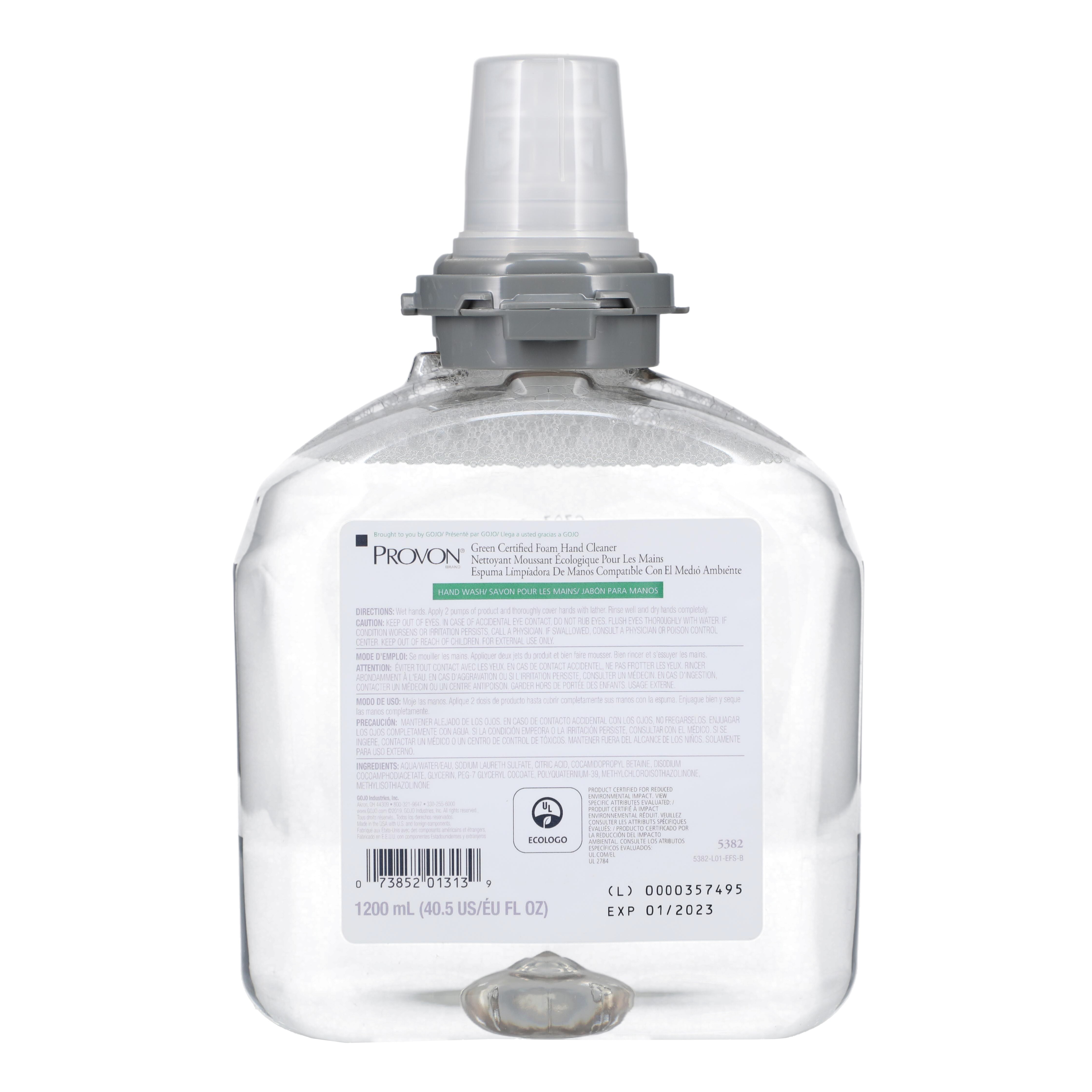 Provon Foam Handwash 1200 mL Refill With Green Certification Fragrance Free 2/Ca