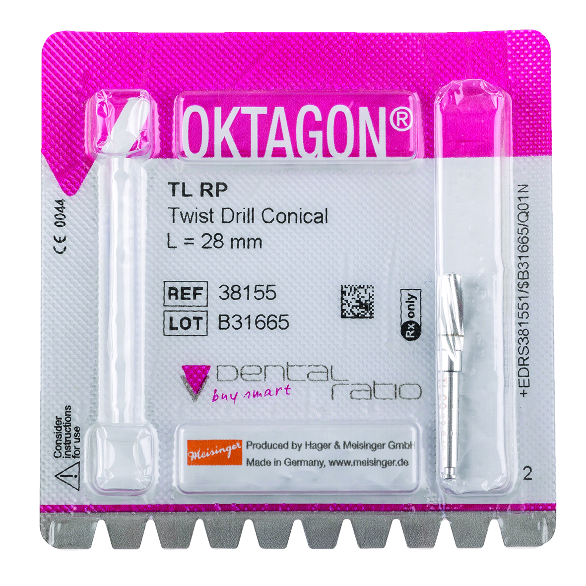 OKTAGON® Tissue Level Twist Drill Conical Diameter 2.2/3.7mm Length 28.0mm