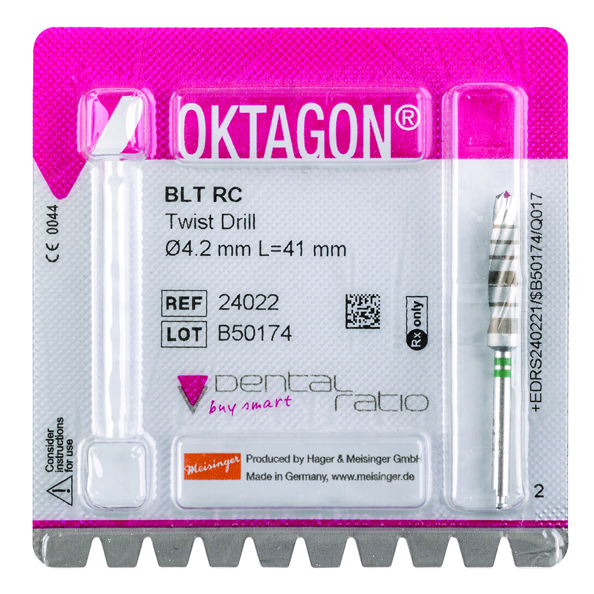 OKTAGON® Bone Level Tapered Regular Connect Twist Drill Diameter 4.2mm Length 41.0mm