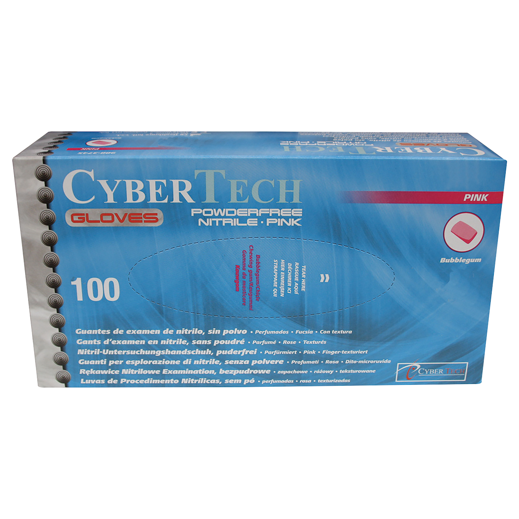 Cyber Gloves Nitrile Powder-Free Text Pink Bubblegum X-Small 100pk