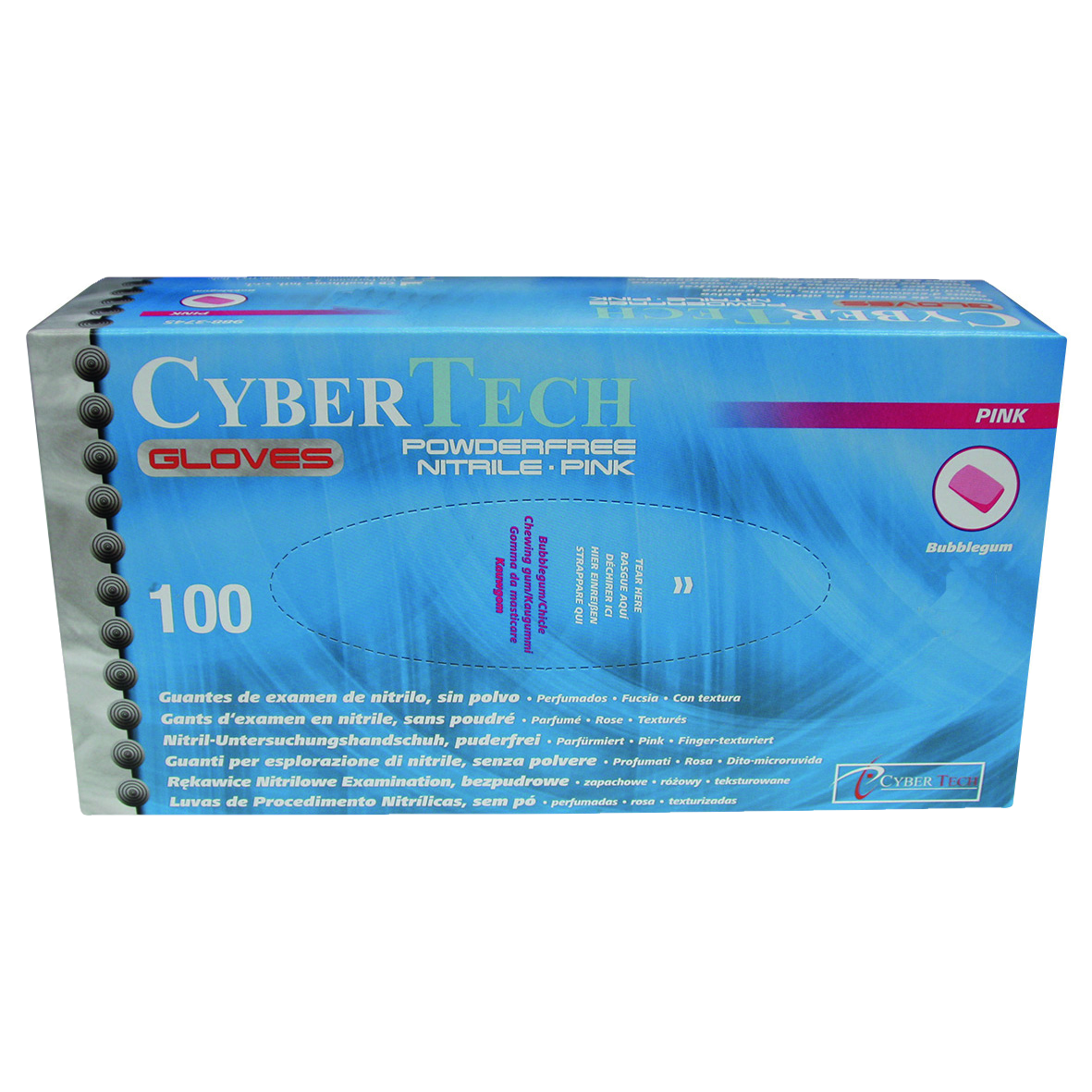 Cyber Gloves Nitrile Powder-Free Text Pink B/Gum S 100pk