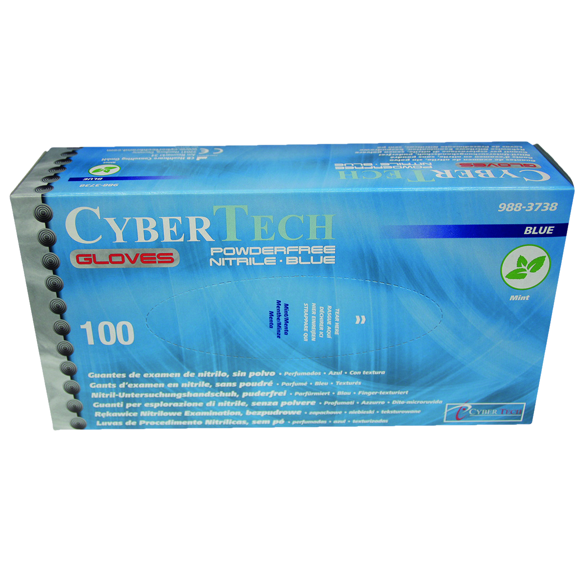 Cyber Gloves Blue Nitrile Powder-Free X-Small 100pk
