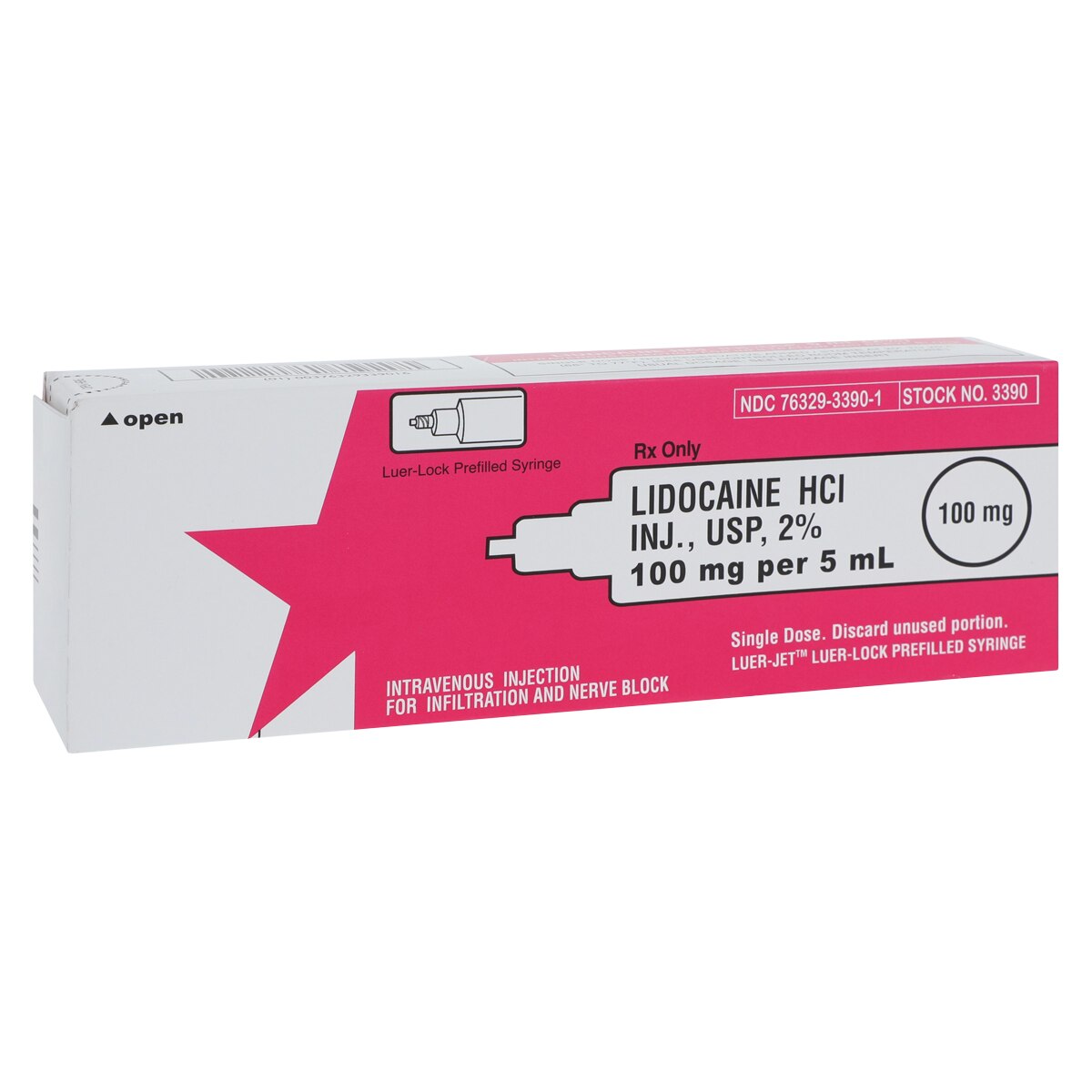 Lidocaine HCl Injection 2% Preservative Free Prefilled Syringe 5mL 10/Package