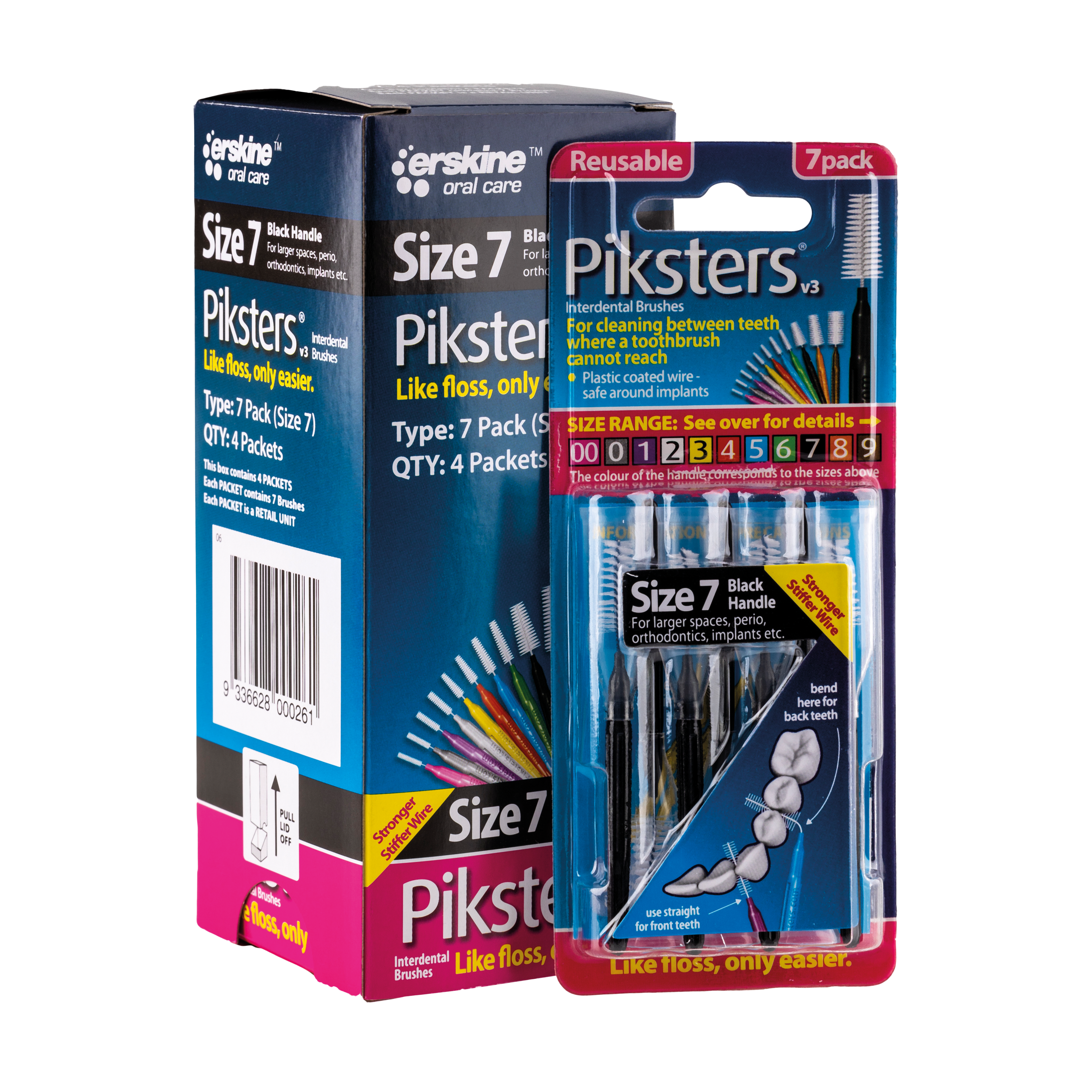 Piksters Interdental Brush Black Size 7 4 x 7pk