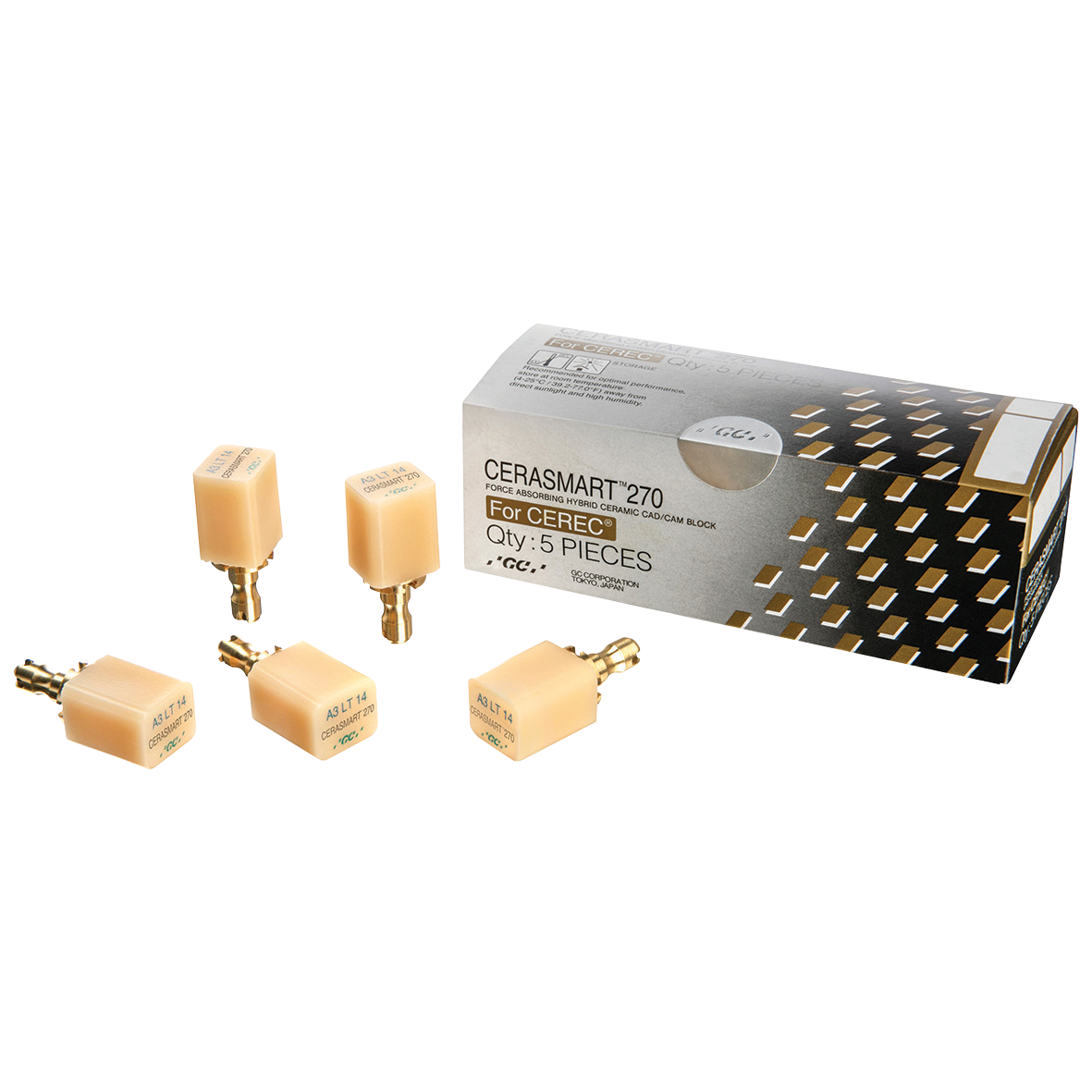 CERASMART 270 Block A1 (LT) Low Translucency Size 14 for CEREC 5pk