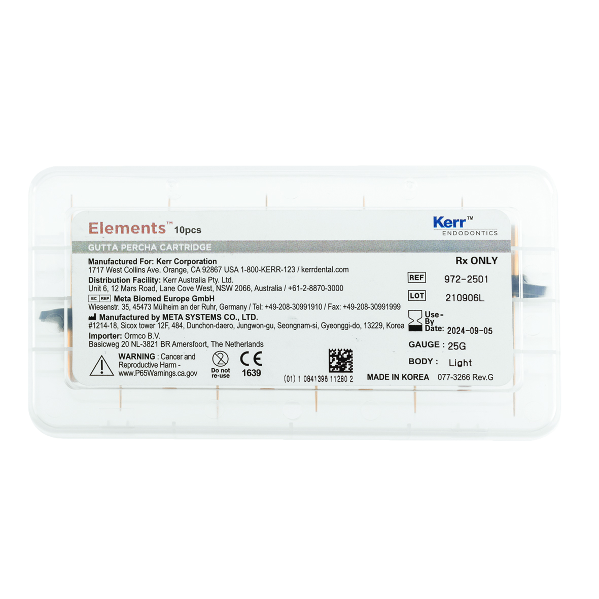 Kerr Line Element Kerr Elements GP Cartridge Light Body 25GA 10pk 1197915 - Henry Schein - UK