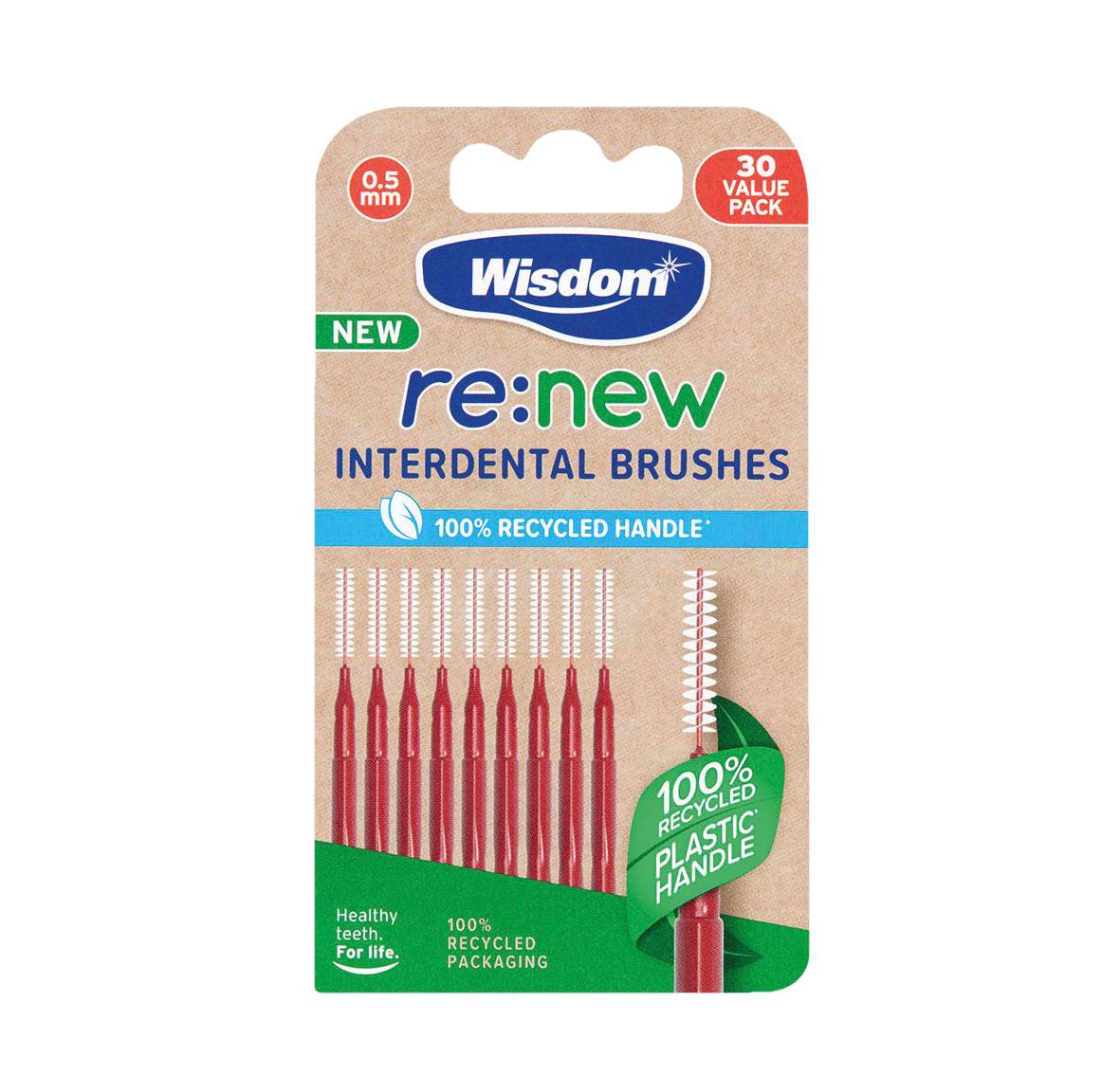 re:new Interdental Brush Recycled 0.50mm 30pk x 12