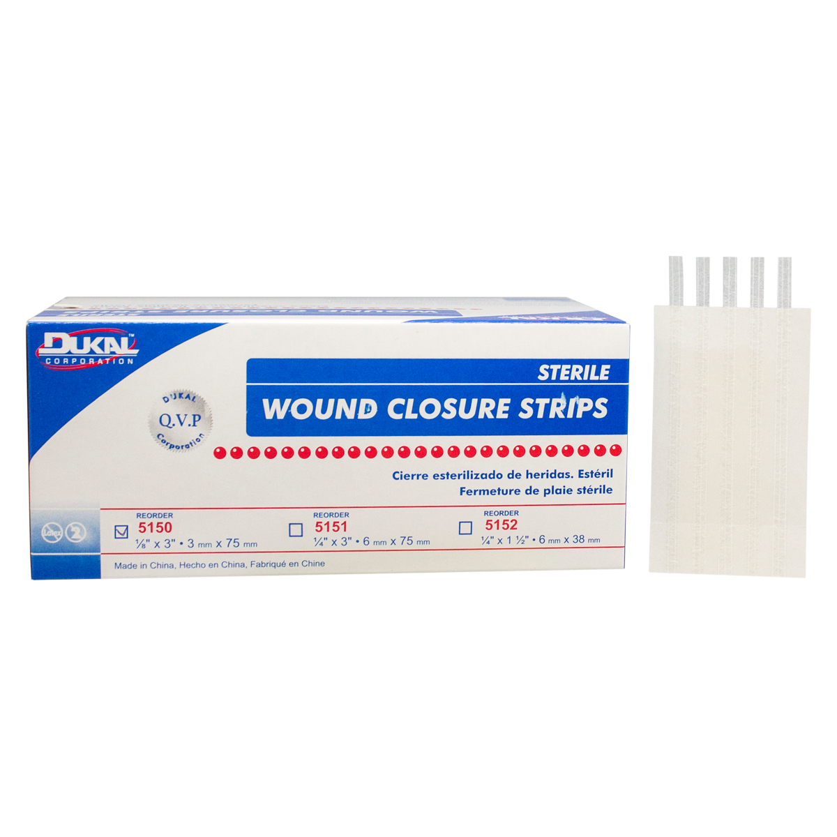 Wound Closure Strip Non-Woven Fibers 1/8x3" Breathable Transparent 50/Bx