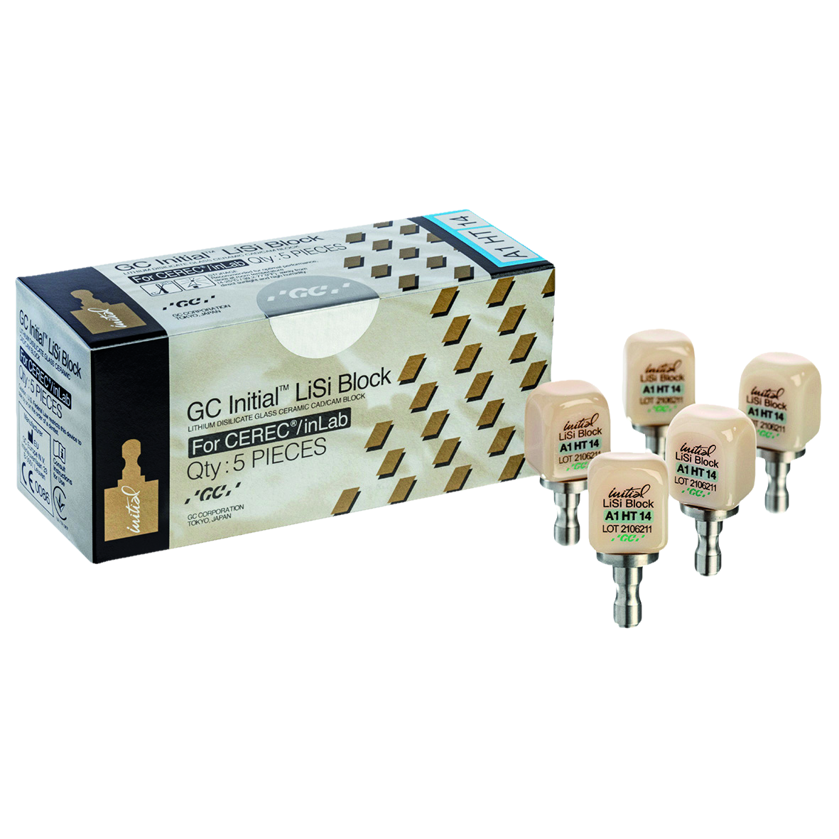 GC Initial LiSi Block CEREC (HT) High Translucency Size 14 A1 5pk