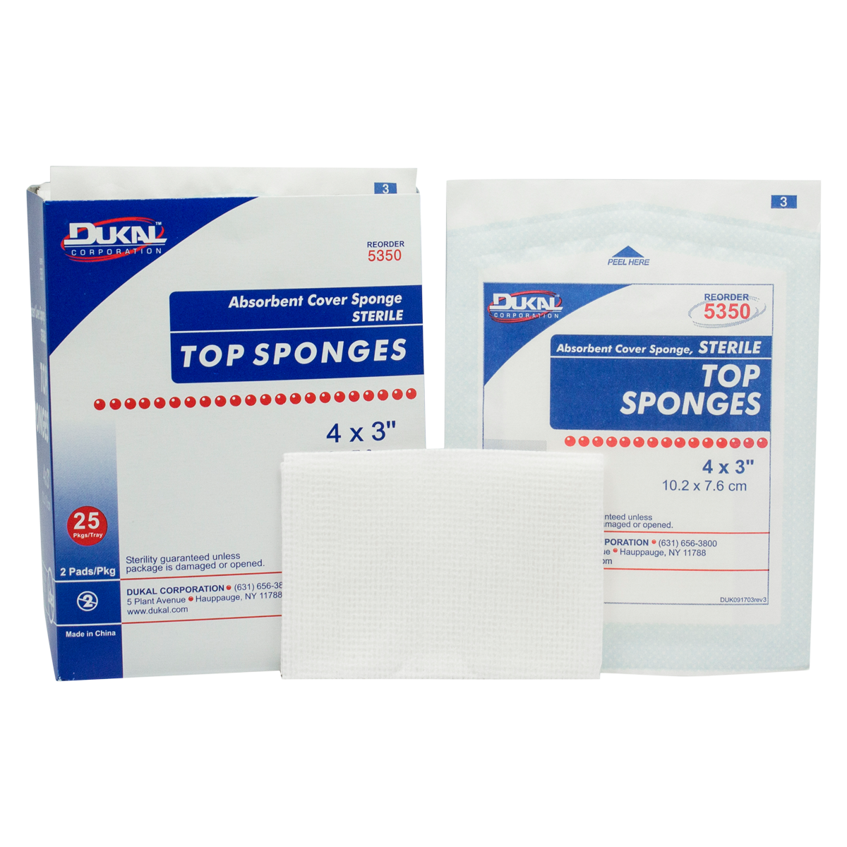 Rayon/Polyester Blend Top Sponge 3x4" Sterile Cellulose Liner/Non-Woven LF