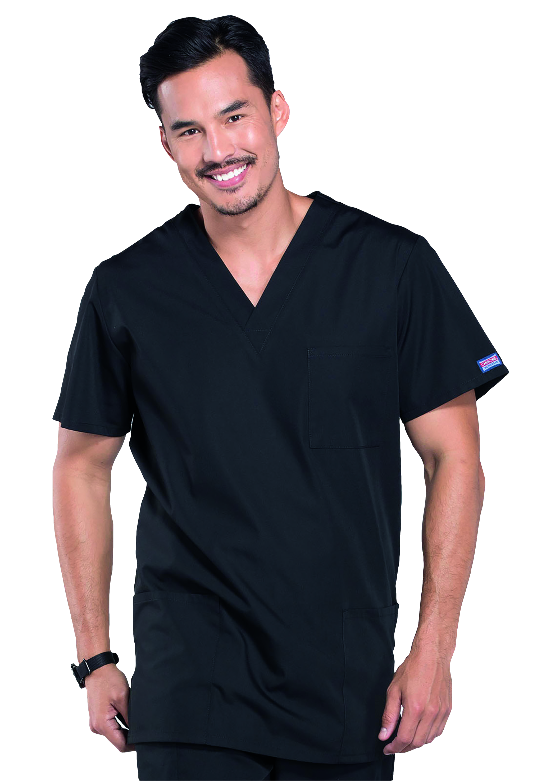 Cherokee 4876 Unisex ThreePocket Scrub Top Black XS