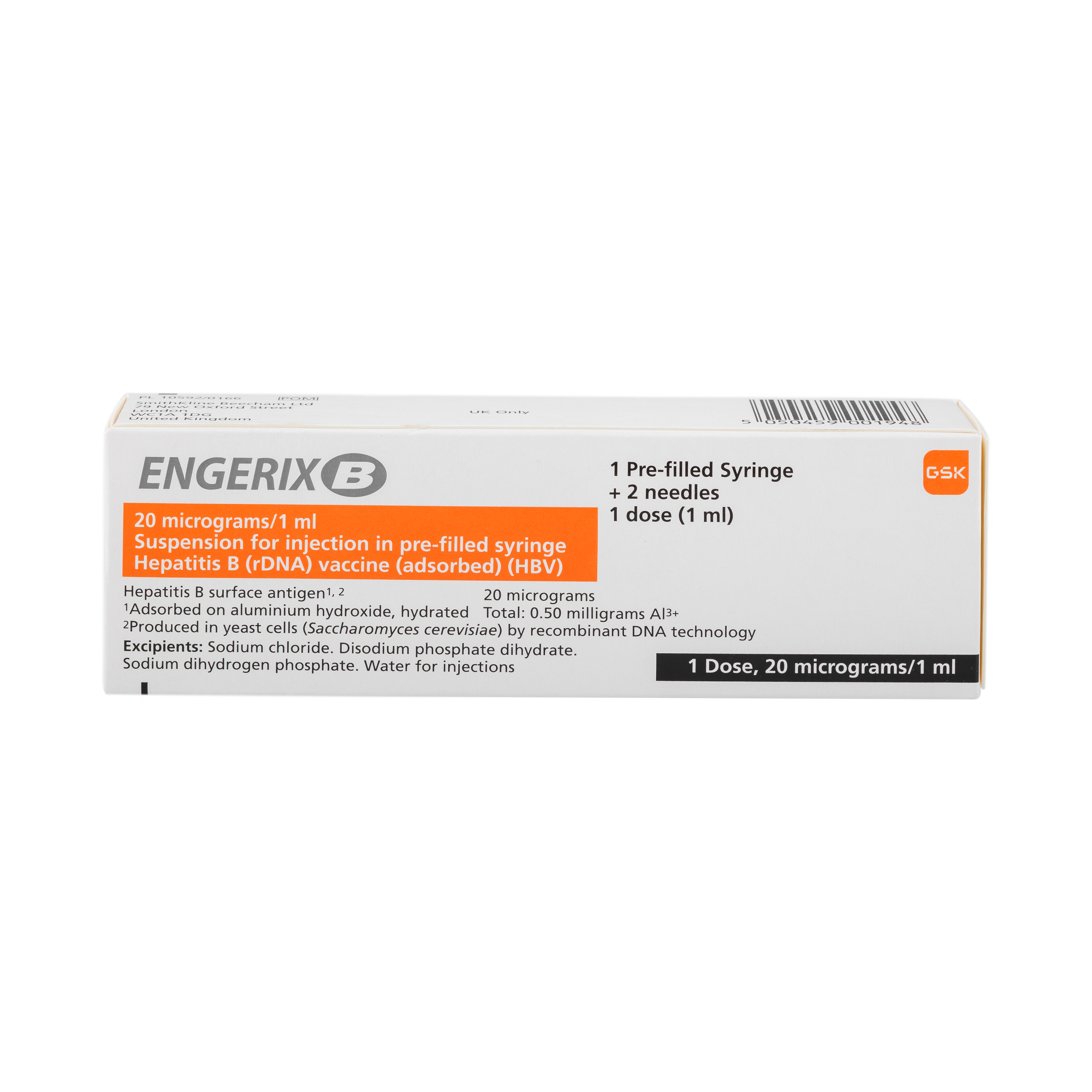 Engeric Syringe GSK Engerix B Adult (Hep B) 20mcg 1ml PFS PHA31016 - Henry Schein - UK