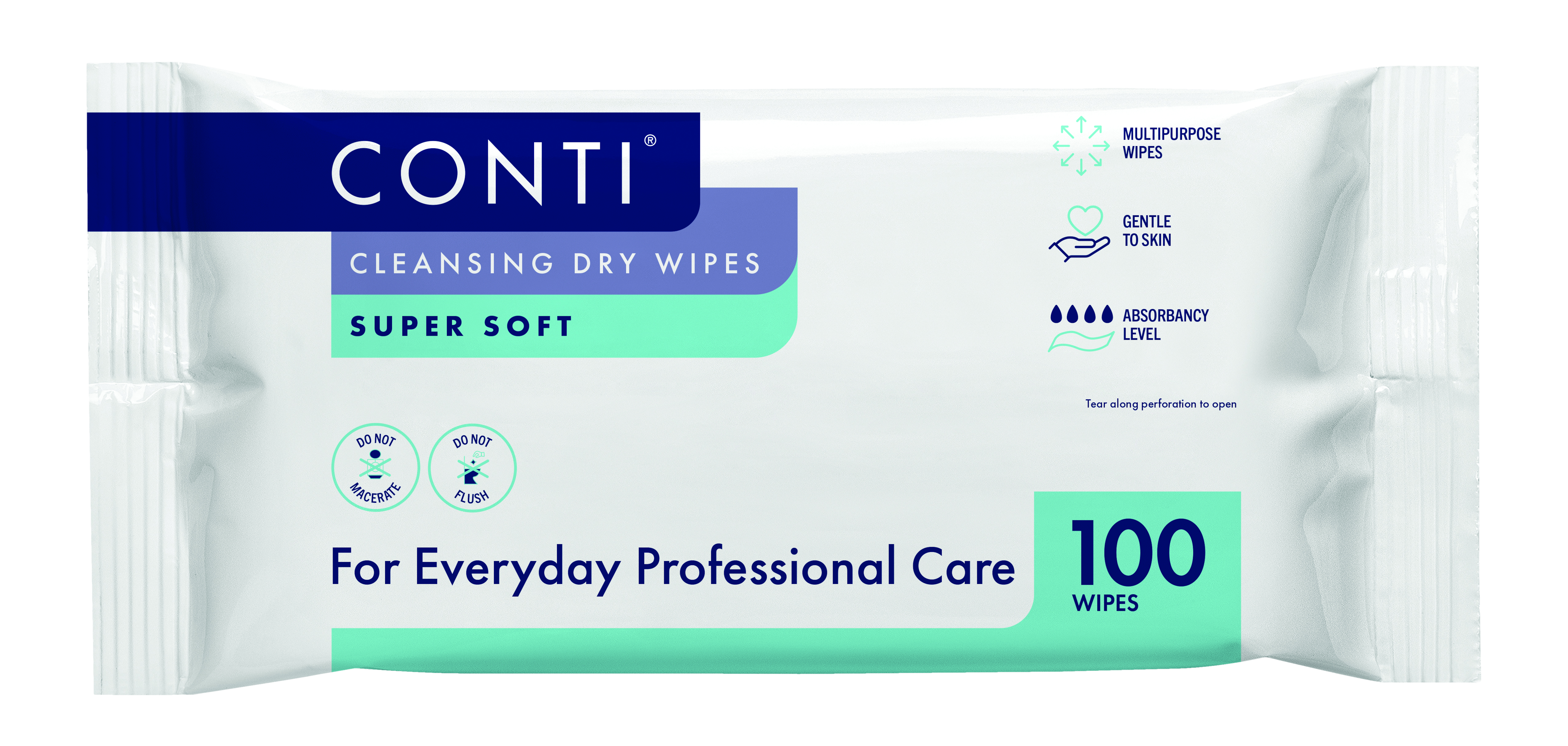 Conti Cleansing Dry Wipes Super Soft Large 100pk