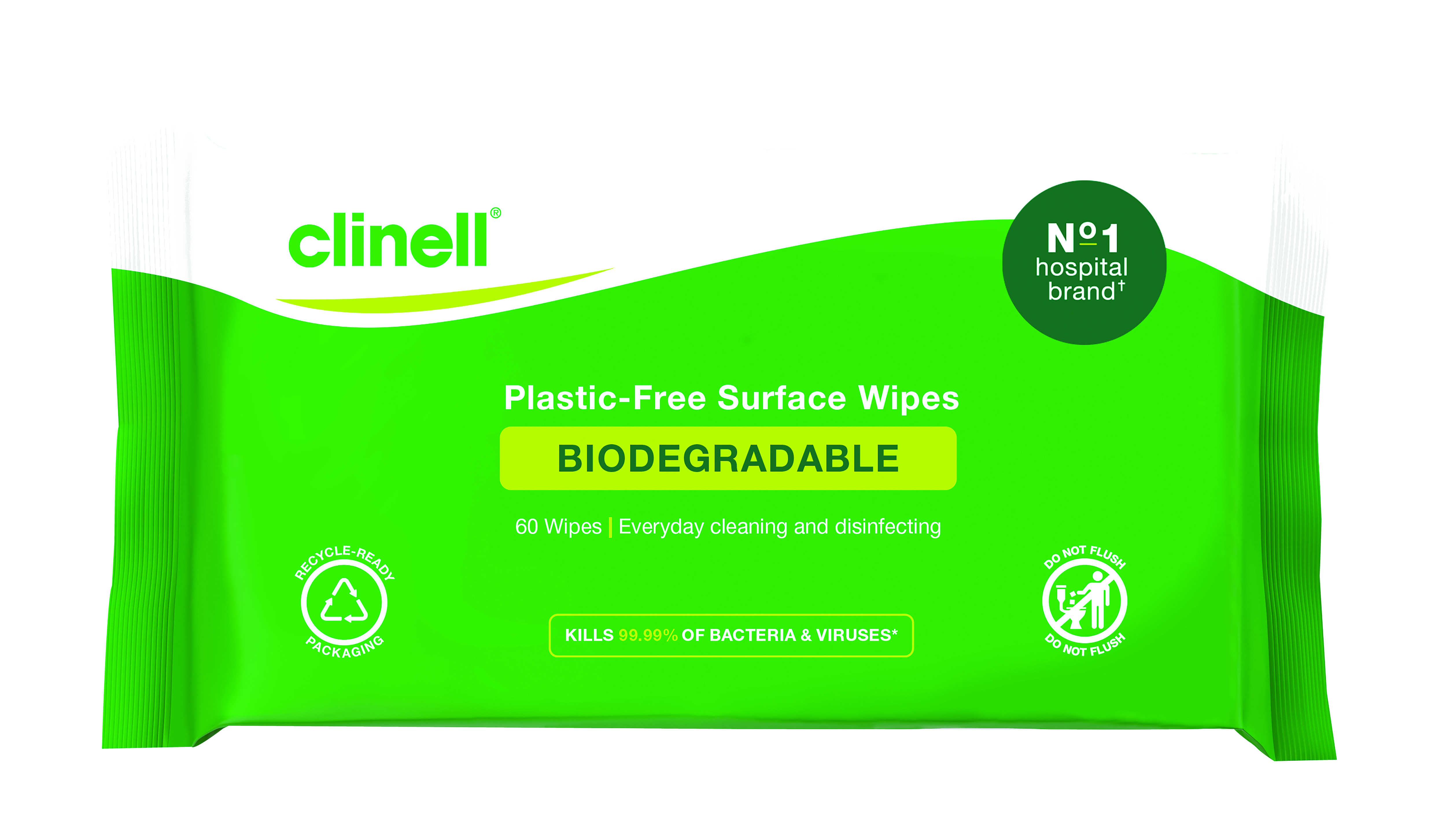 Clinell Biodegradable Surface Wipes 60pk