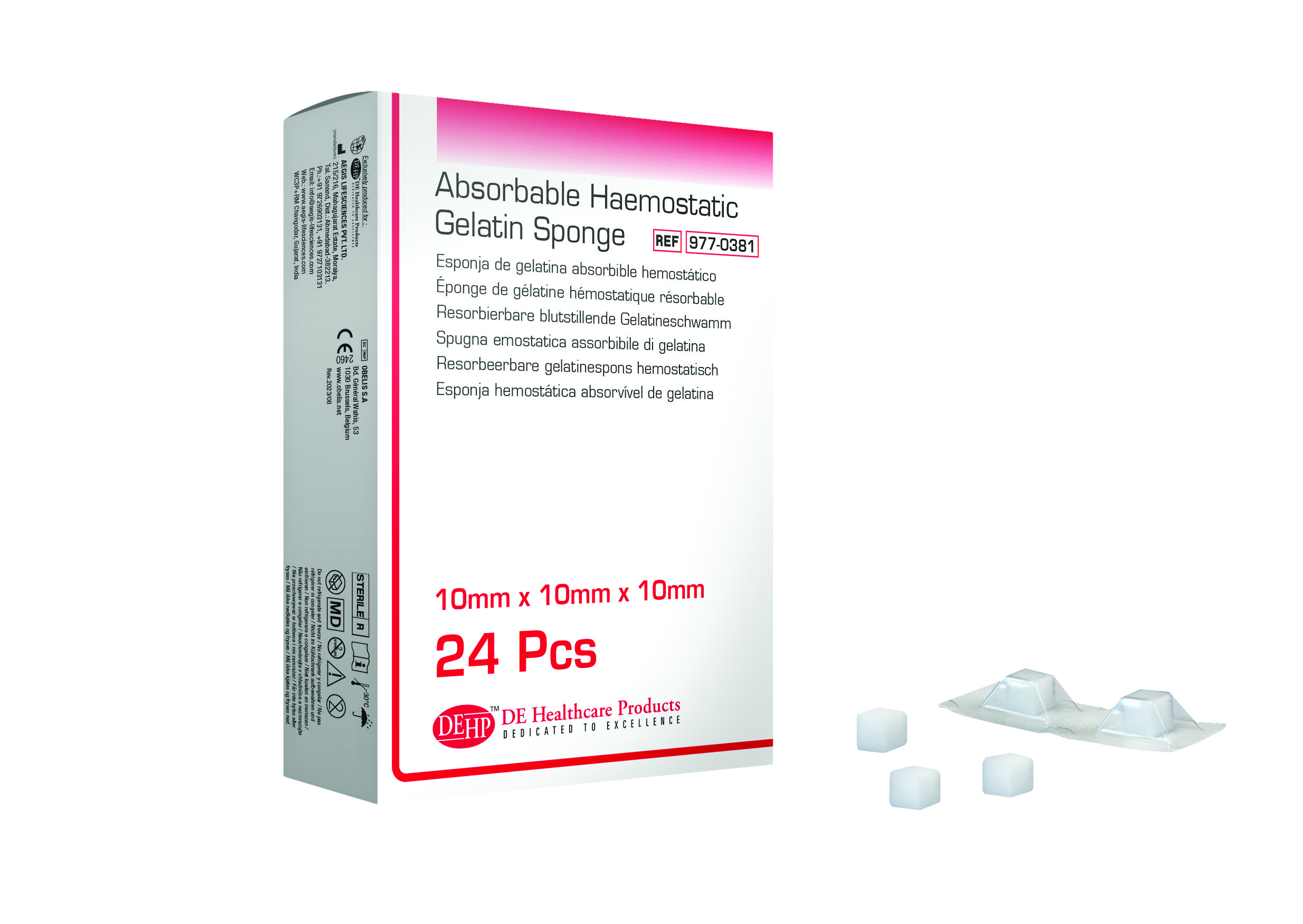DEHP Absorbable Haemostatic Gelatine Sponge 24pk