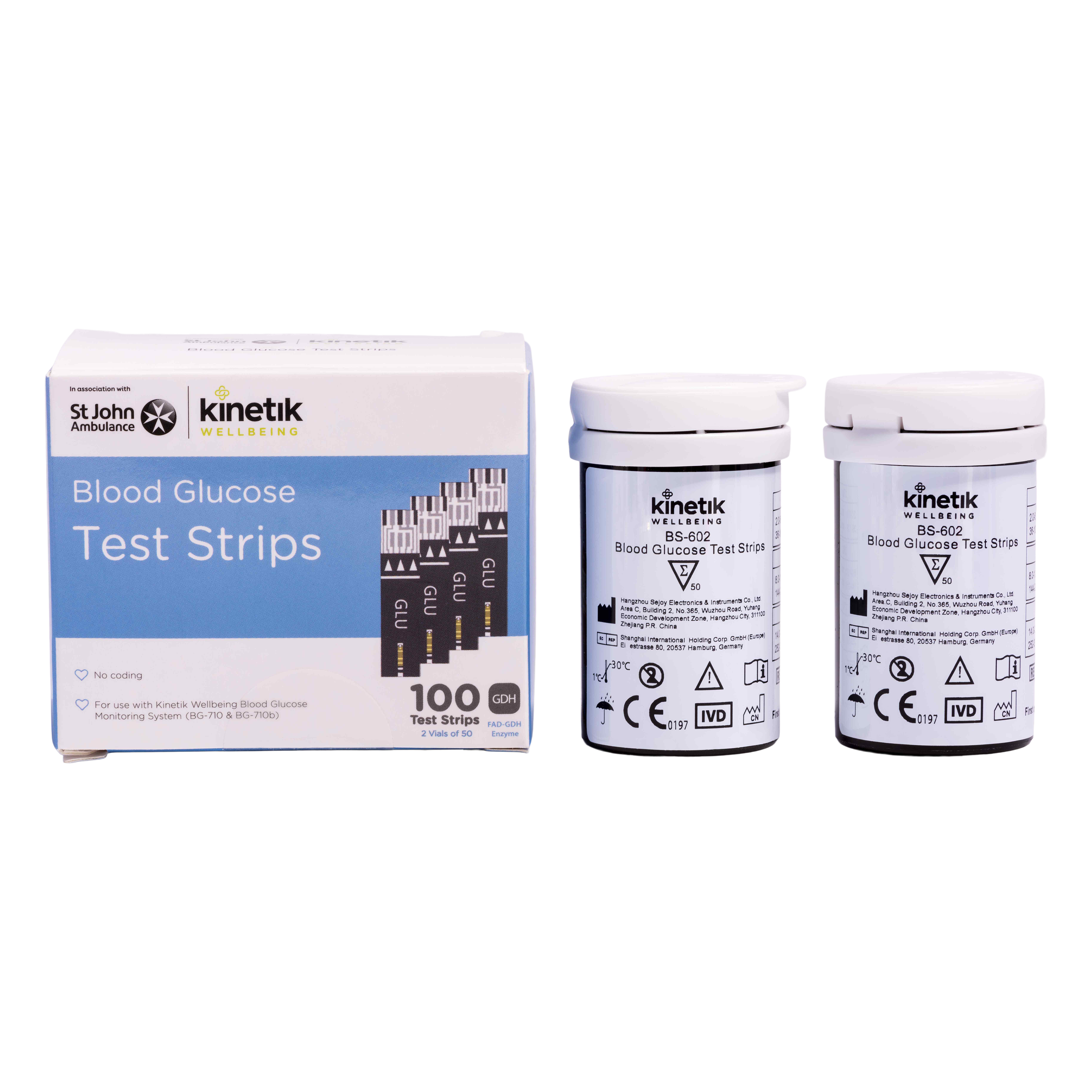 Kinetik Wellbeing Blood Glucose Test Strips 100pk LAB11012 - Henry ...