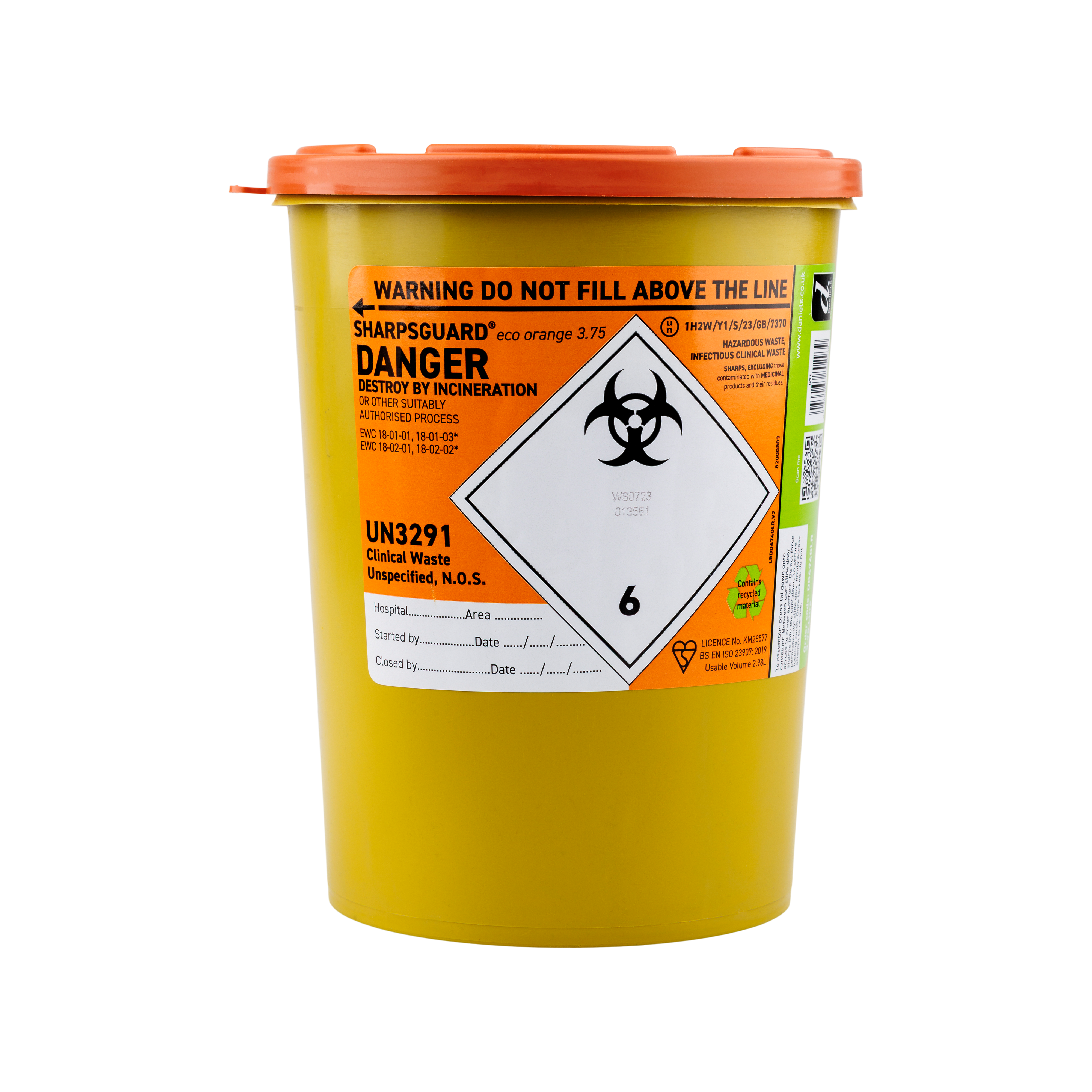 Sharpguard Mauser UK Sharpsguard Eco Orange 3.75L Single DIS15211 - Henry Schein - UK