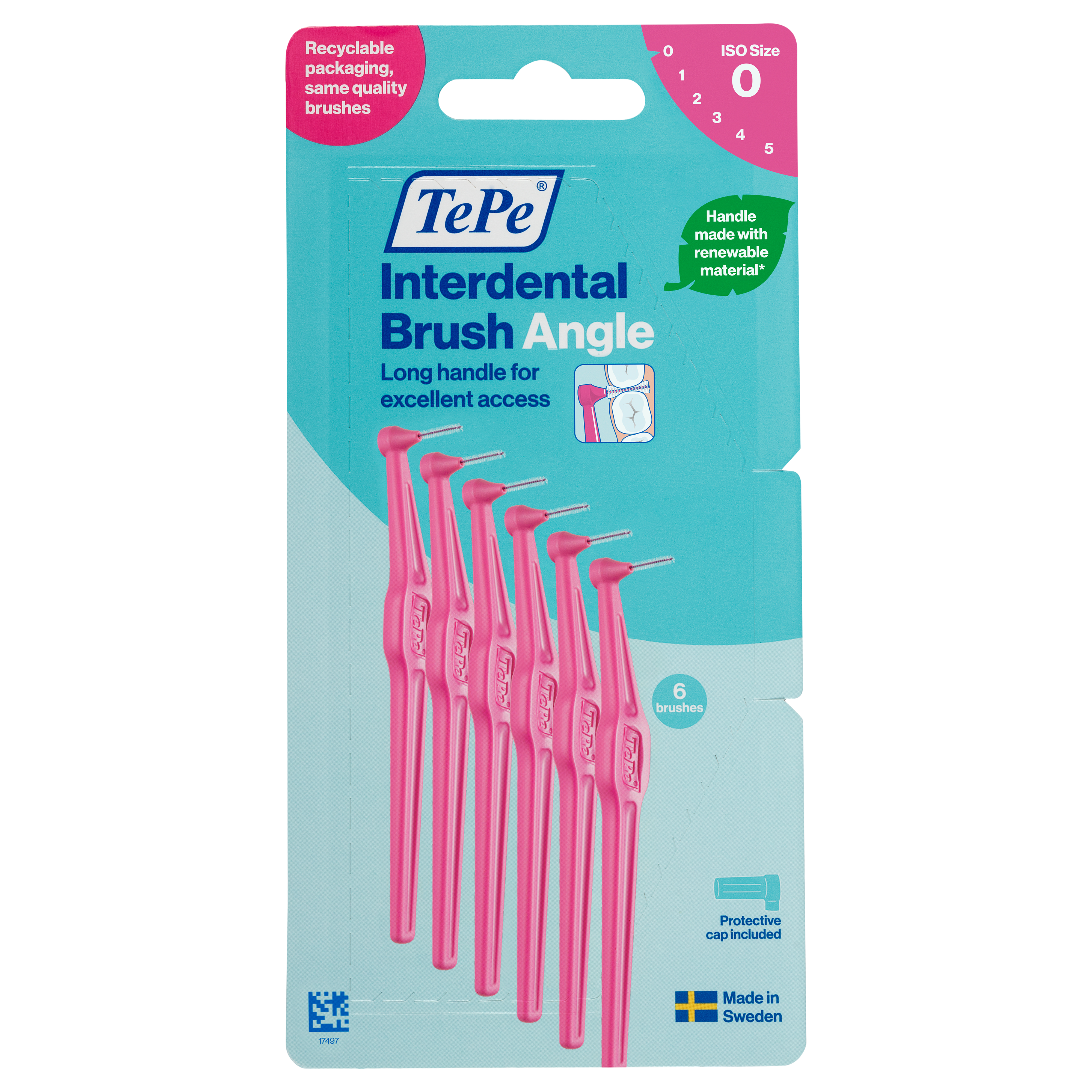 TePe Angle Interdental Brush 0.4mm ISO Size 0 Pink 12 x 6pk