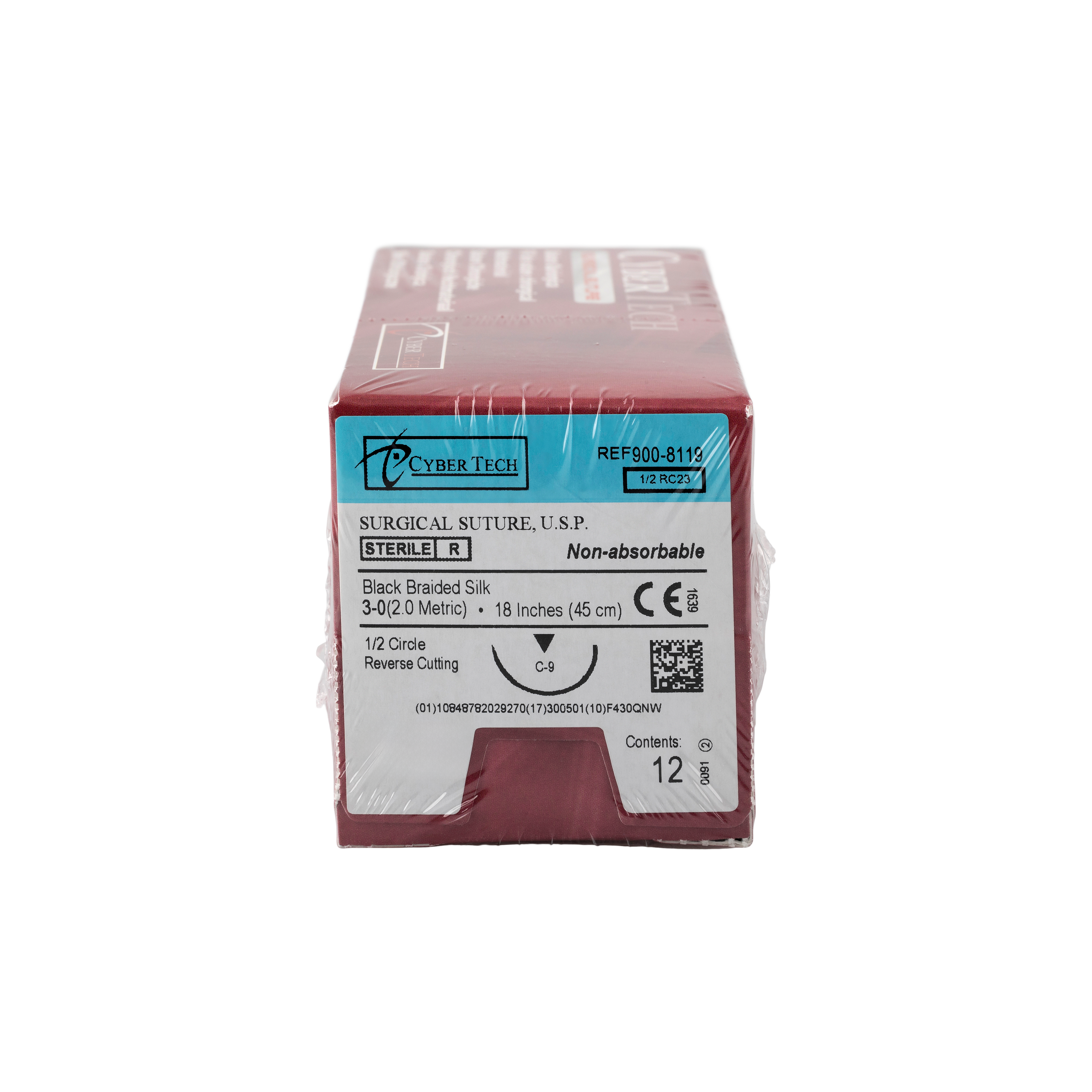 Cyber Sutures Silk Black 1/2 RC23 3-0 45cm 12pk