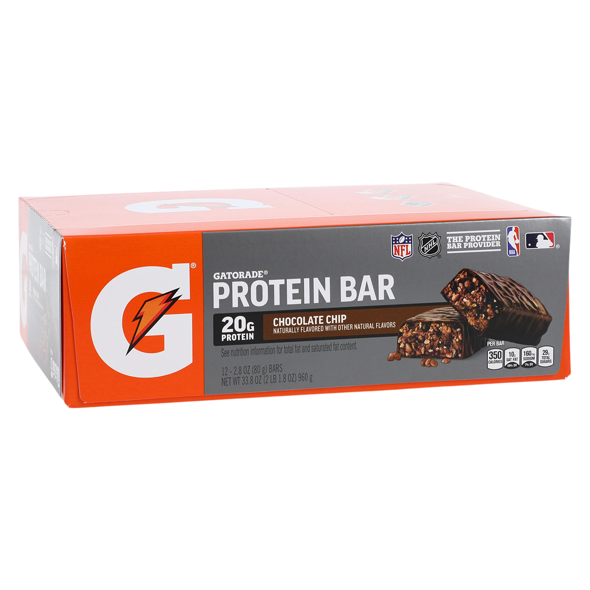 Gatorade Protein Bar Whey Protein Chocolate Chip 2.8oz Bag-In-Box 12/Ca