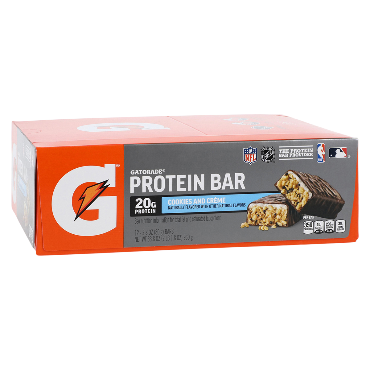 Gatorade Protein Bar Cookies 'N Cream 2.8oz Bag-In-Box 12/Ca