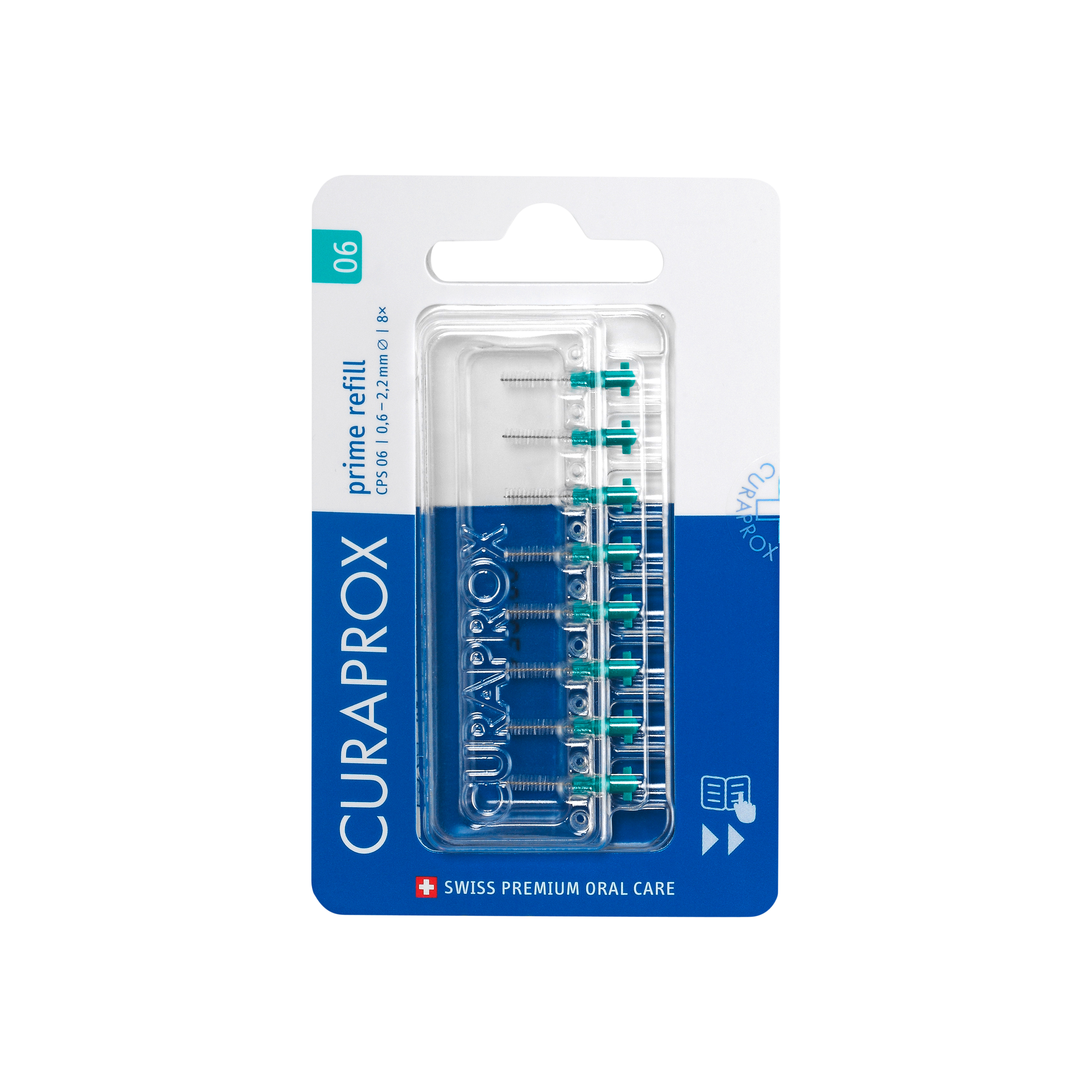 Curaprox Prime Interdental Brush Refill CPS 06 Turquoise 0.6-2.2mm 8pk