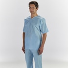 Patient Scrub Shirt Linen Like Non Woven Material Medium Light Blue 30/Ca