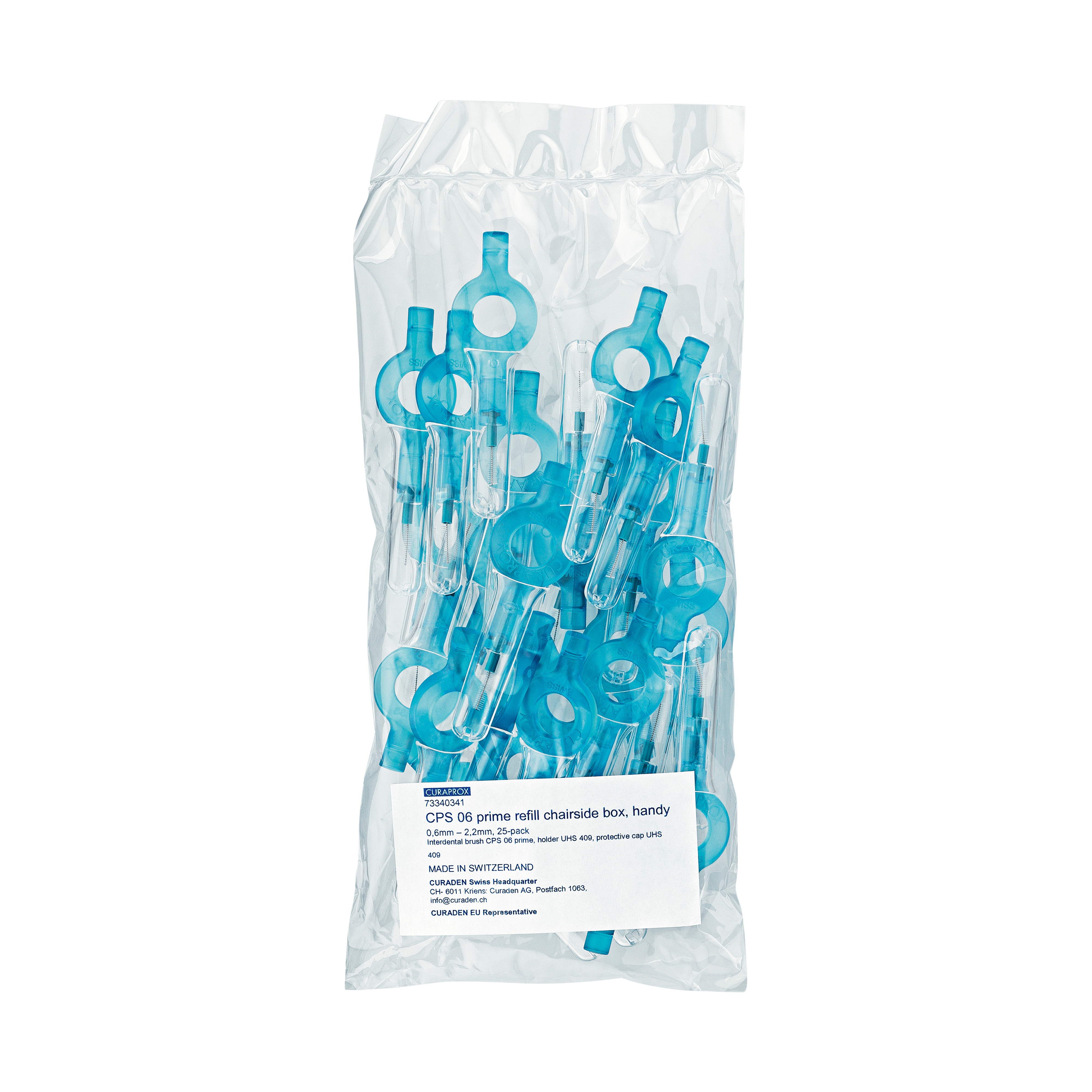 Curaprox Prime Handy Interdental Brush CPS 06 Turquoise 0.6-2.2mm 25pk